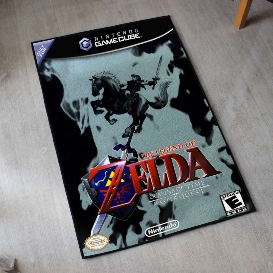 Zelda Ocarina of Time Rug – GameCube Cover Art Decor