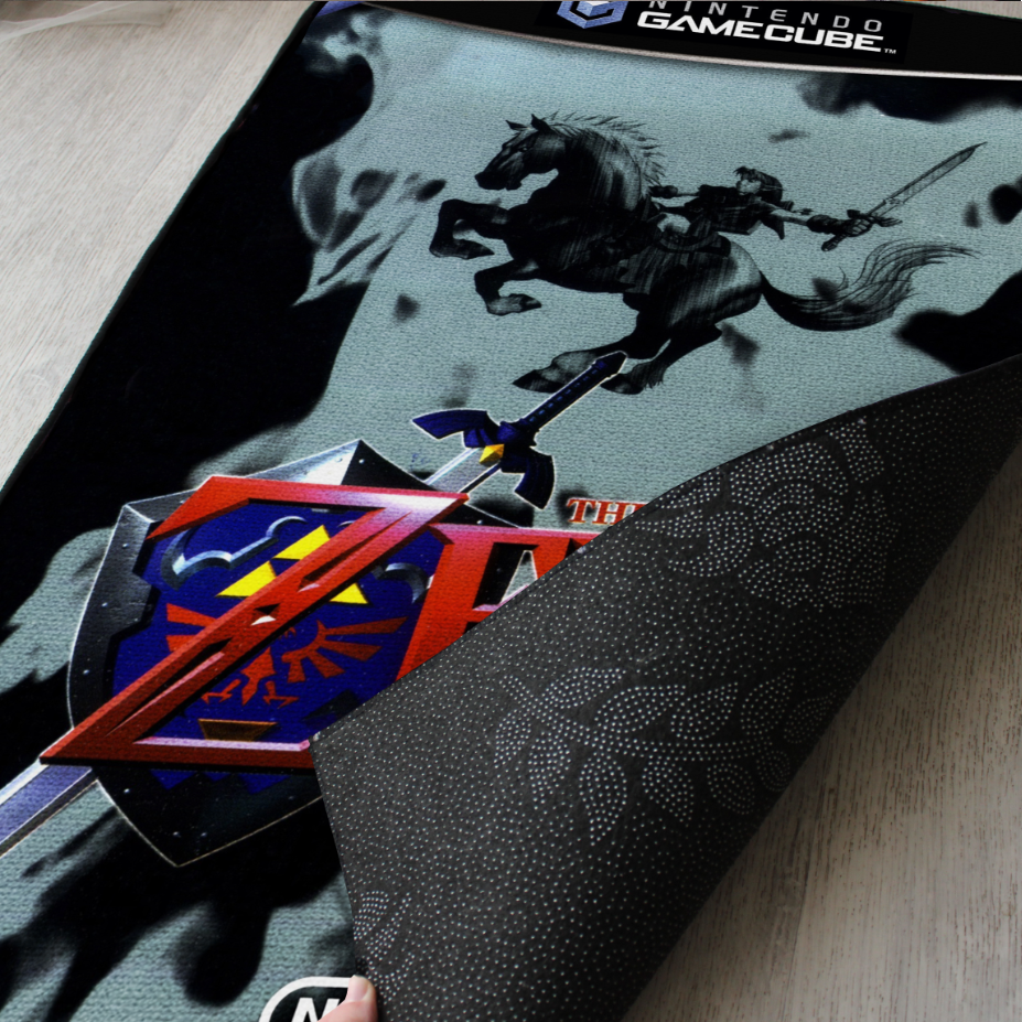 Zelda Ocarina of Time Rug – GameCube Cover Art Decor