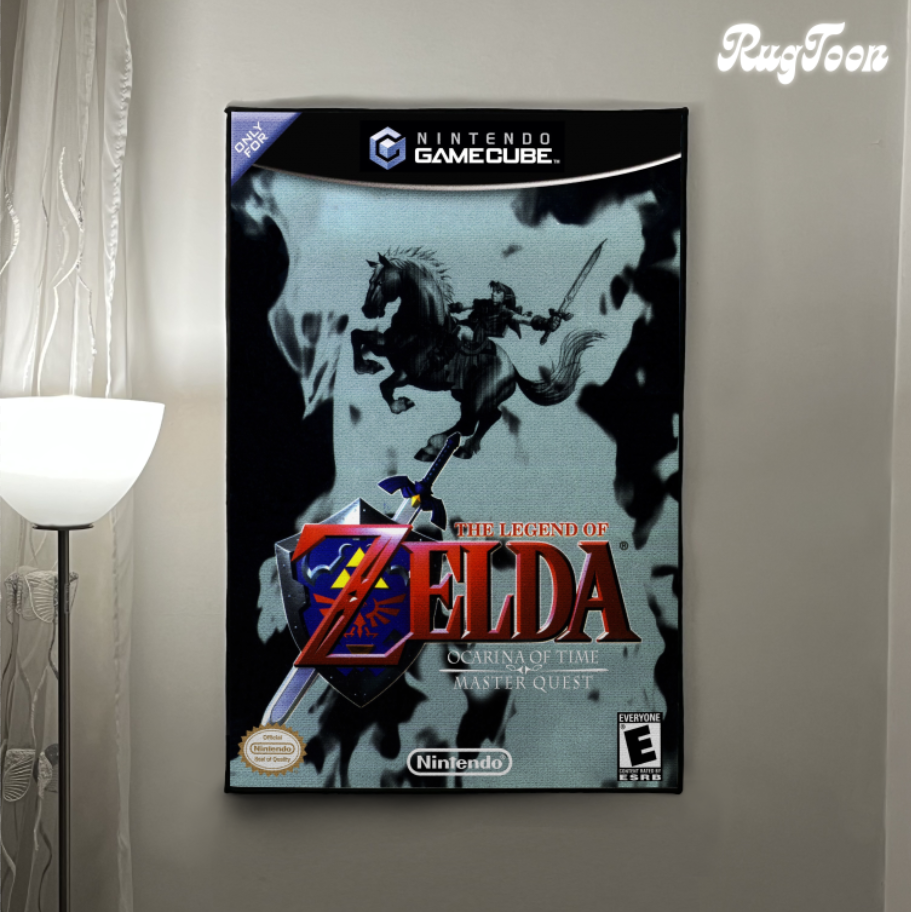 Zelda Ocarina of Time Rug – GameCube Cover Art Decor