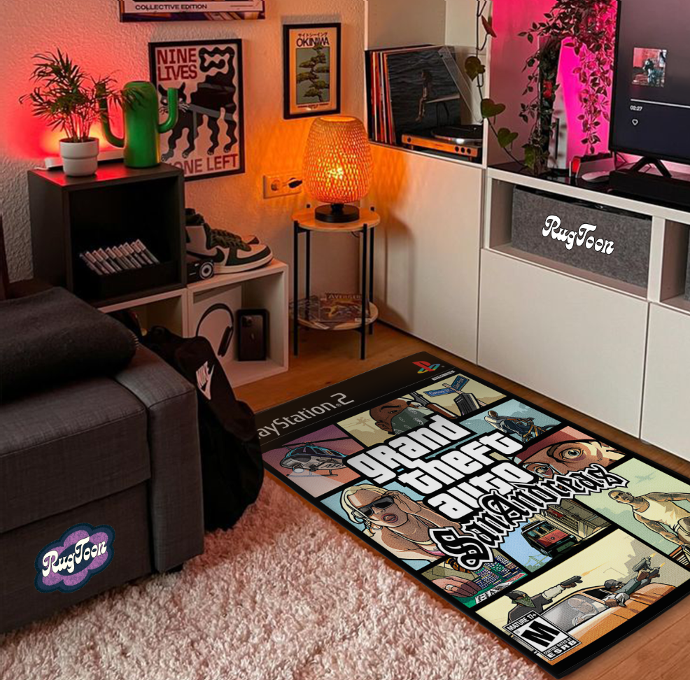 Tapis GTA San Andreas – Design Couverture Jeu Vidéo PS2