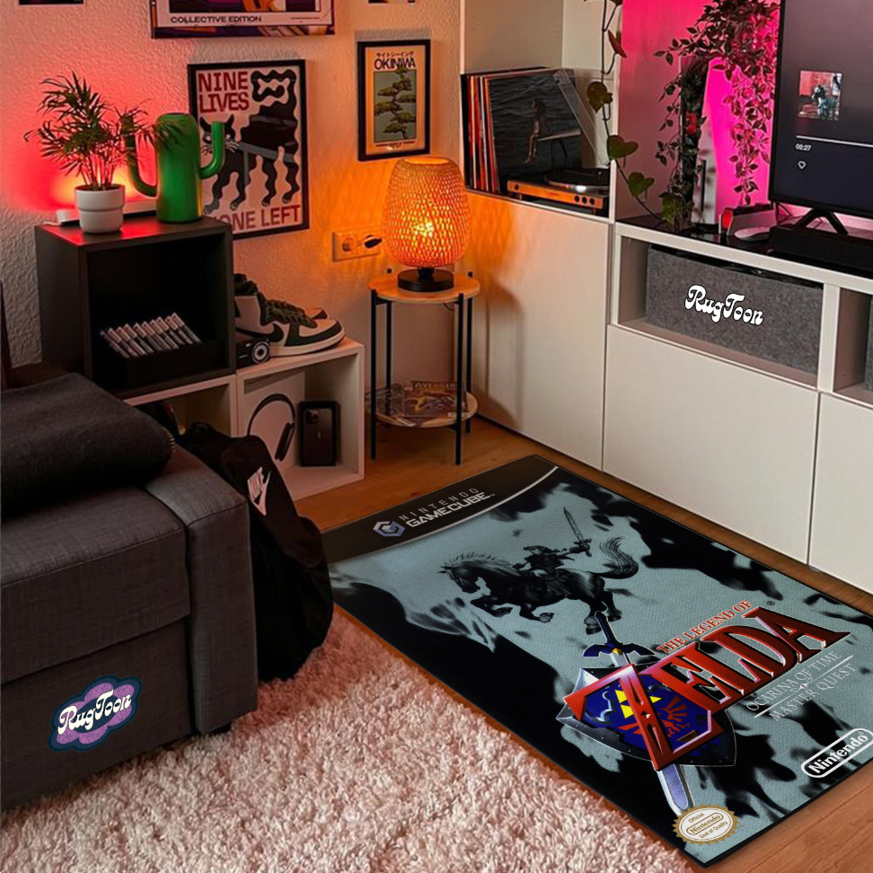 Zelda Ocarina of Time Rug – GameCube Cover Art Decor