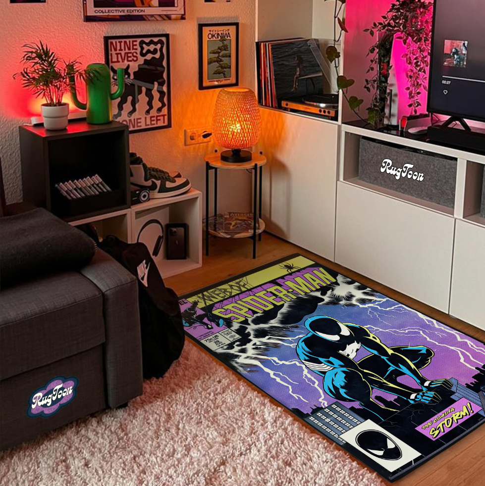 Black Suit Spider-Man Rug – Classic Marvel Comic Design