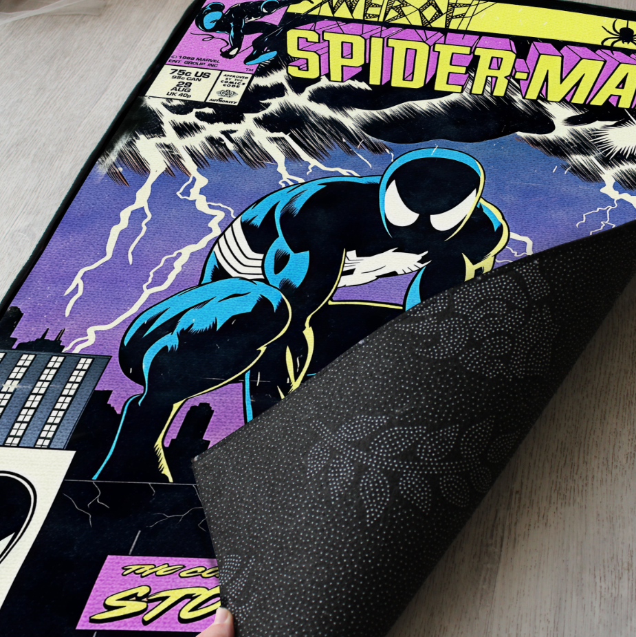 Black Suit Spider-Man Rug – Classic Marvel Comic Design