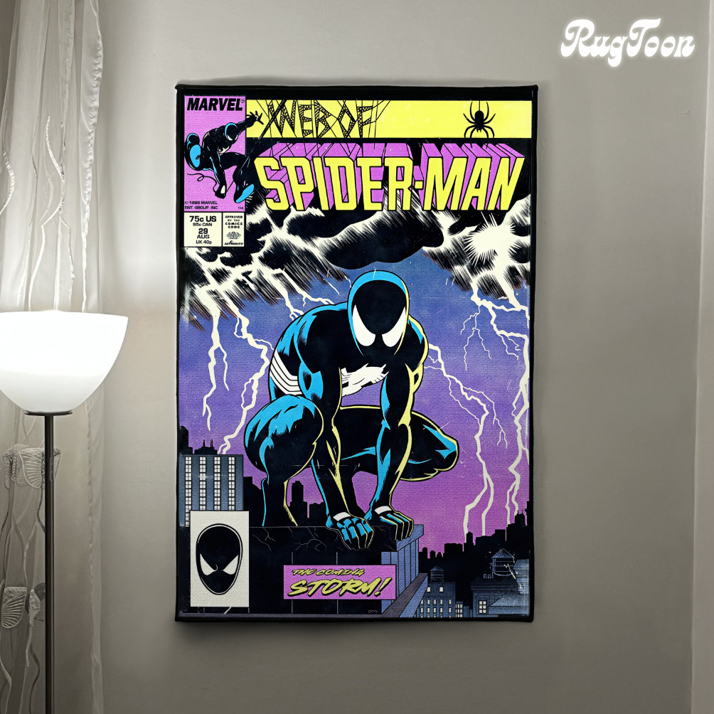 Black Suit Spider-Man Rug – Classic Marvel Comic Design