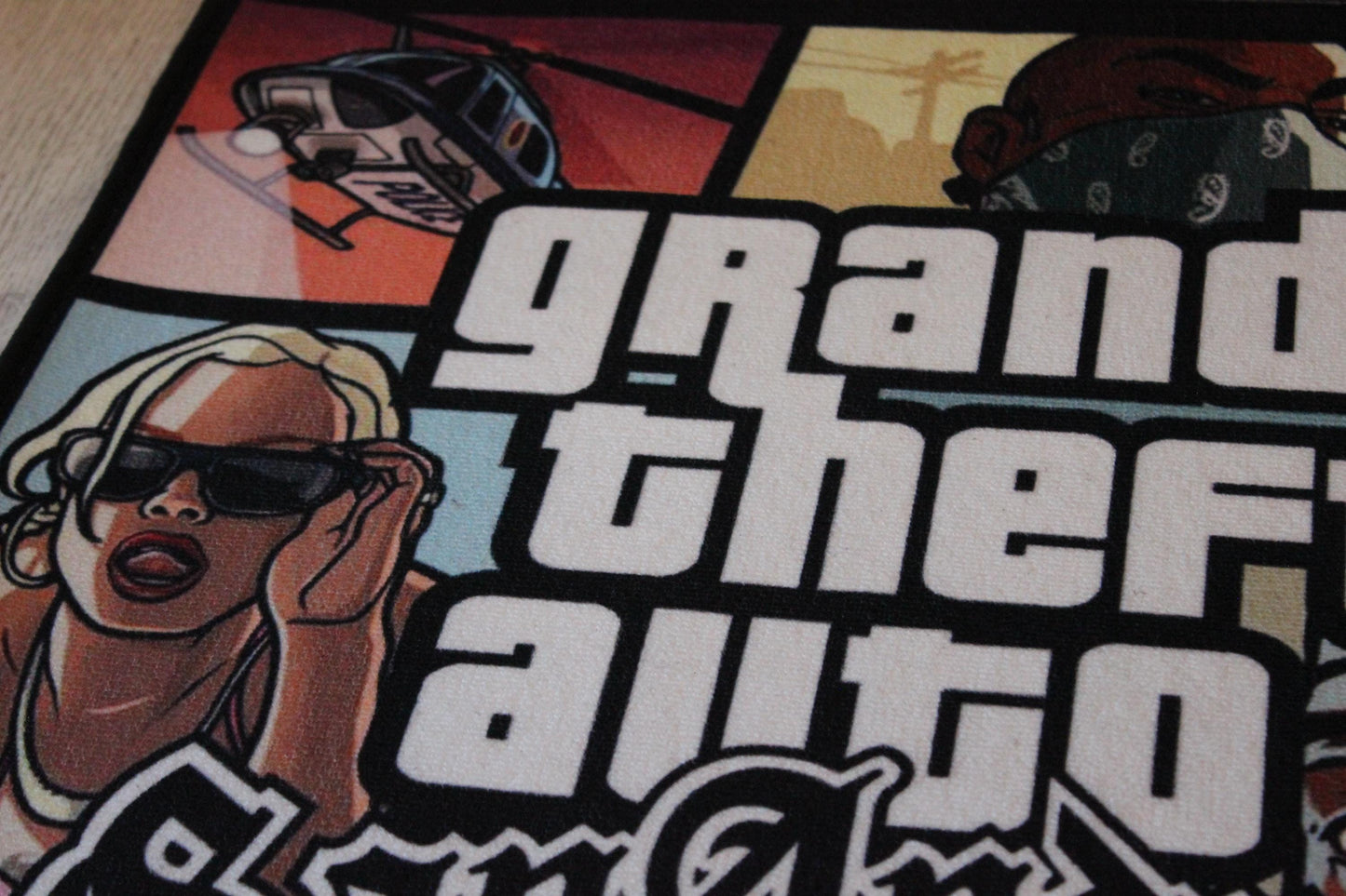 GTA San Andreas Rug - PS2 Video Game Cover Carpet - Rockstar Games Art - GTA Playstation Video Game - Gaming Room Decor - Soft Floor Cover