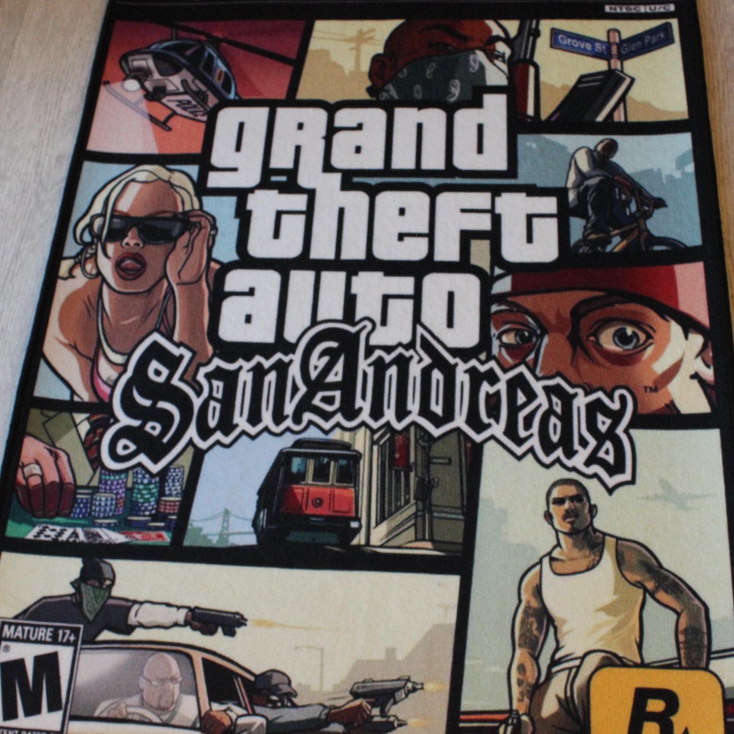 GTA San Andreas Rug - PS2 Video Game Cover Carpet - Rockstar Games Art - GTA Playstation Video Game - Gaming Room Decor - Soft Floor Cover