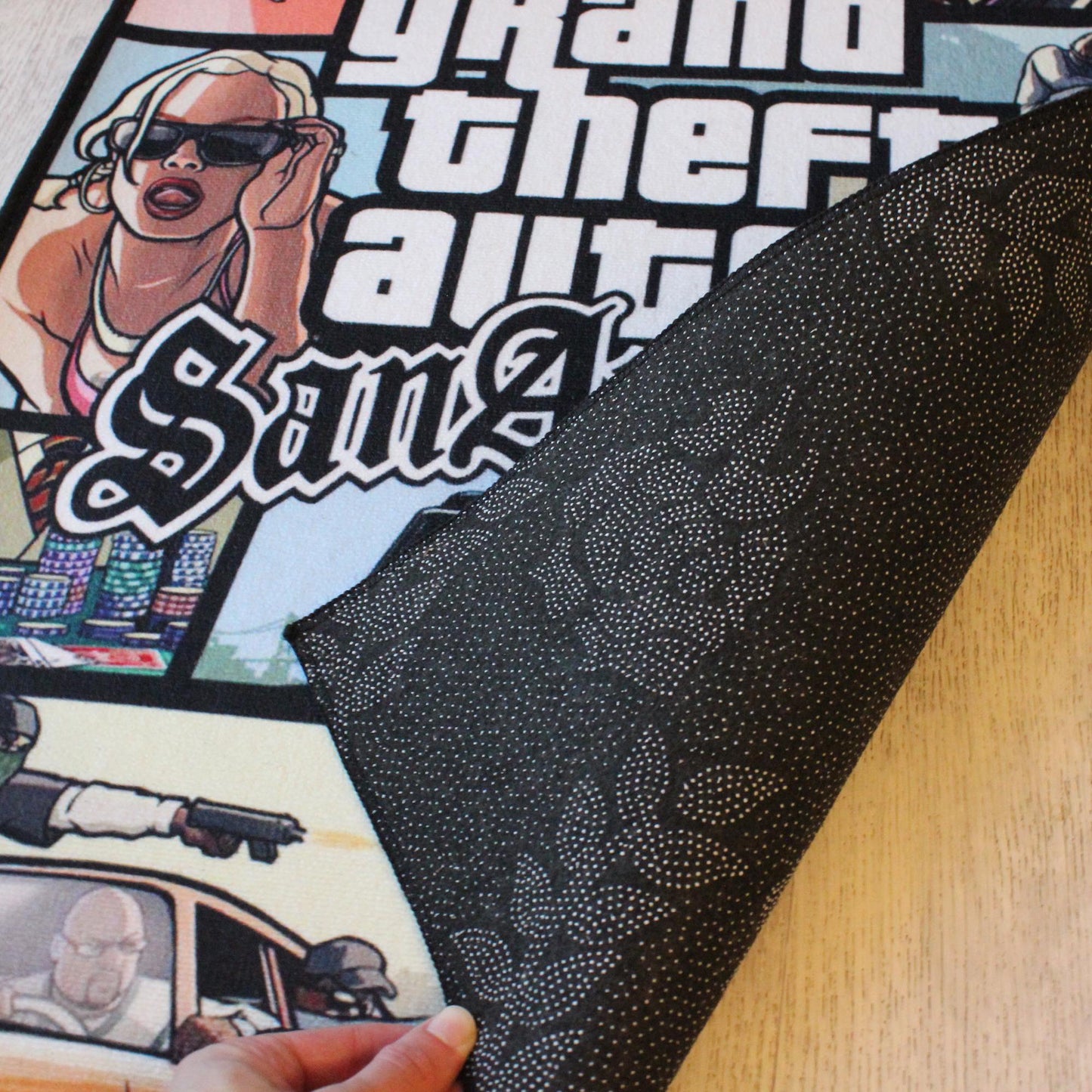 GTA San Andreas Rug - PS2 Video Game Cover Carpet - Rockstar Games Art - GTA Playstation Video Game - Gaming Room Decor - Soft Floor Cover