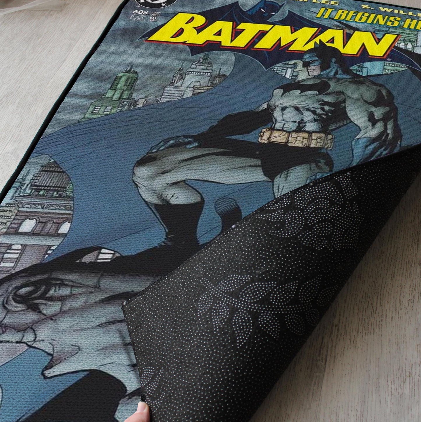 Bat-man Rug - Batman Comics Carpet- Comics Superhero Inspired - Vintage Cover Art Decor - Dark-Knight Fan Art Mat - Soft Floor Cover