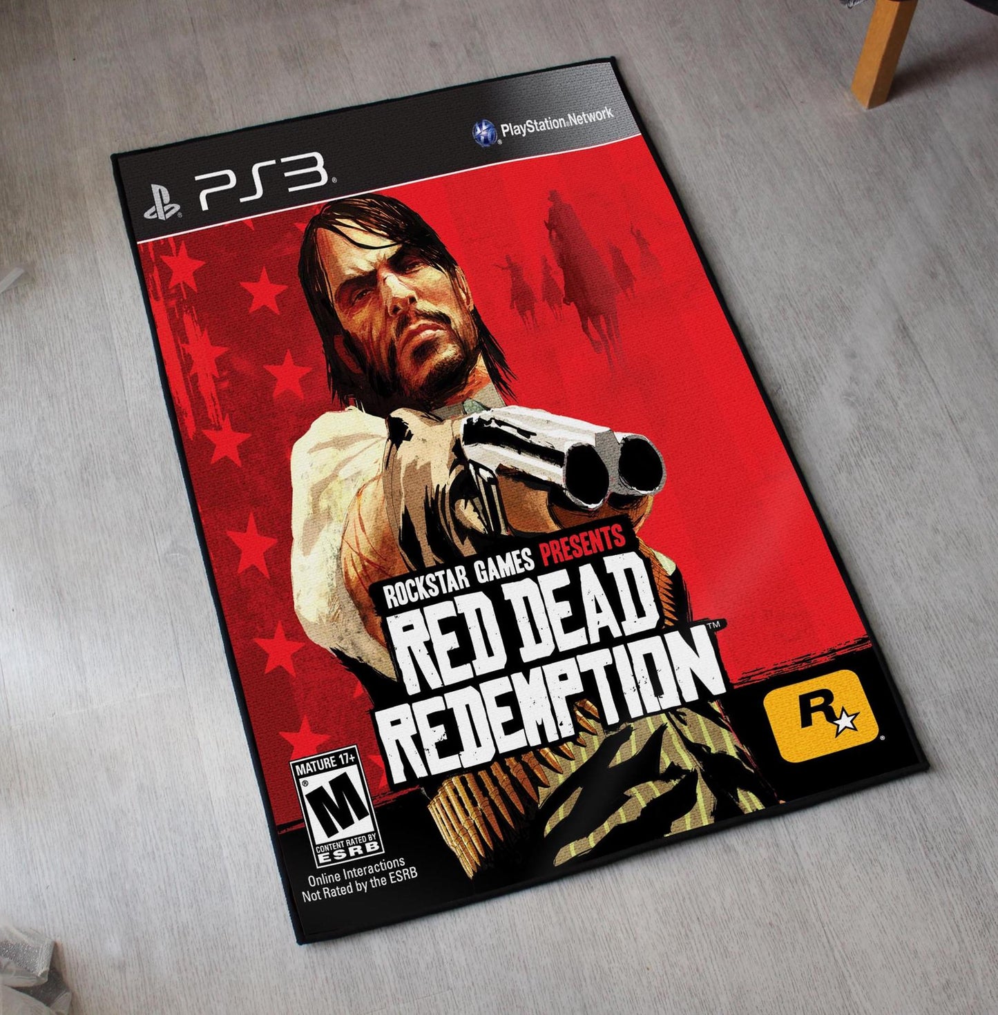 Red Dead Redemption I Rug - PS3 Video Game Cover Carpet - Rockstar Game Inspired - Cowboy Artwork - John Marston Mat - Soft Floor Cover