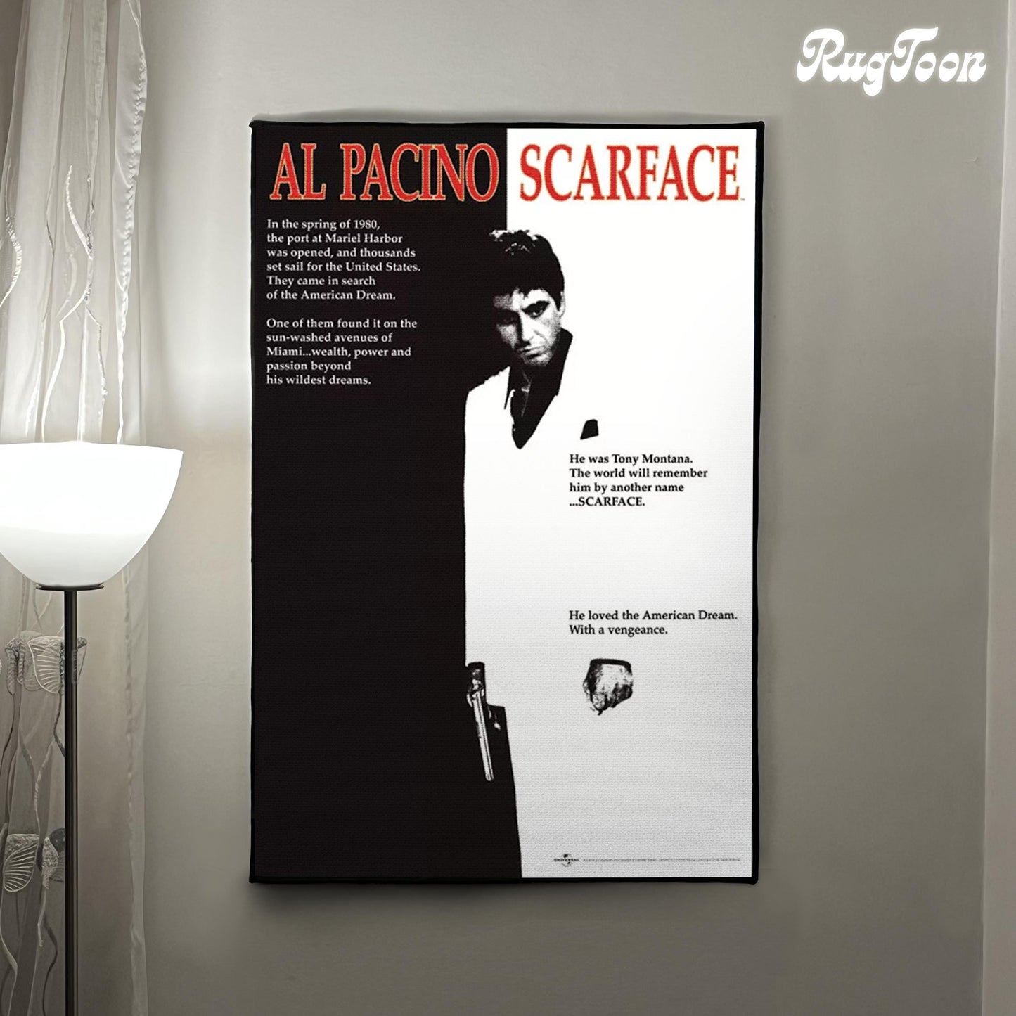 Scarface Rug - Tony Montana Movie Poster Carpet - Al Pacino Film Art - Classic Movie Poster Rug - Retro Film Decor - Soft Floor Cover