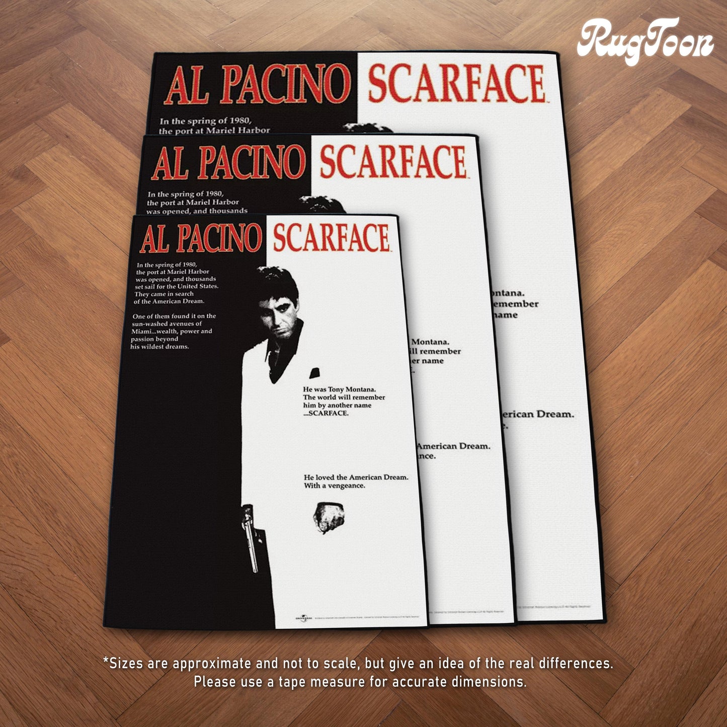 Scarface Rug - Tony Montana Movie Poster Carpet - Al Pacino Film Art - Classic Movie Poster Rug - Retro Film Decor - Soft Floor Cover