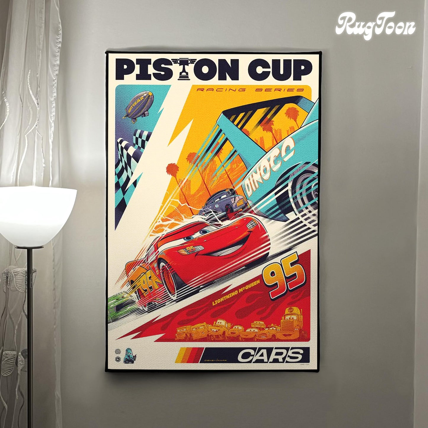 Car Rug - M Queen Rug - Pistons Cup Fan Art Cover - Movie Inspired - Lightning M Queen Carpet - Soft Floor Cover