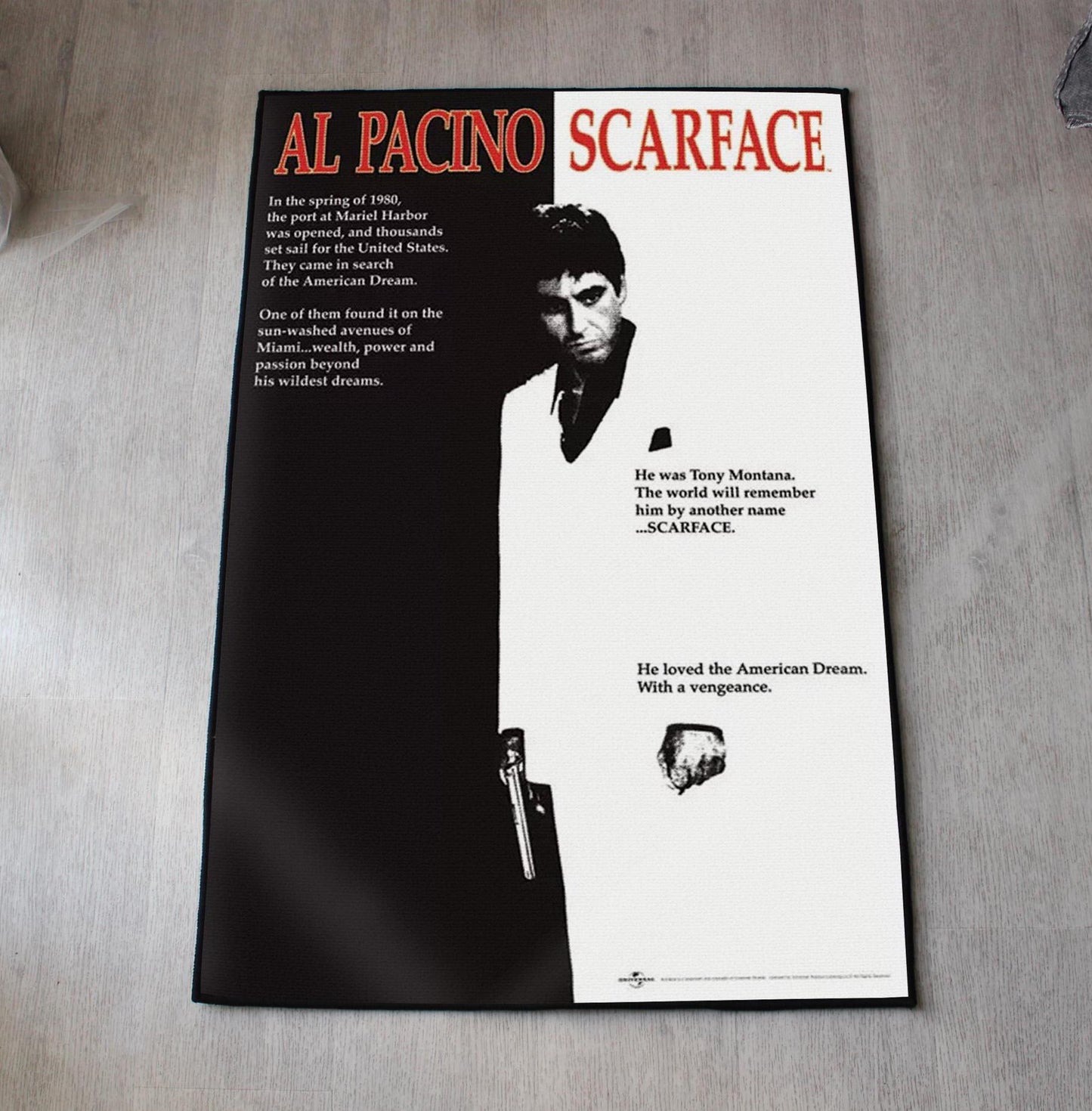 Scarface Rug - Tony Montana Movie Poster Carpet - Al Pacino Film Art - Classic Movie Poster Rug - Retro Film Decor - Soft Floor Cover