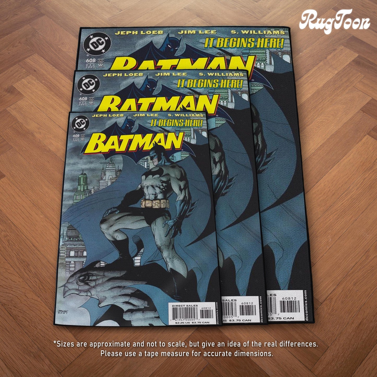 Bat-man Rug - Batman Comics Carpet- Comics Superhero Inspired - Vintage Cover Art Decor - Dark-Knight Fan Art Mat - Soft Floor Cover