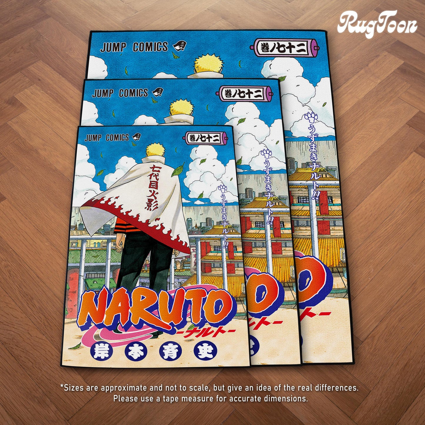 Naruto Rug - Manga Cover Carpet - Naruto Shippuden Inspired - Volume 72 Cover Konoha Artwork - Anime Fan Art Mat - Soft Floor Cover