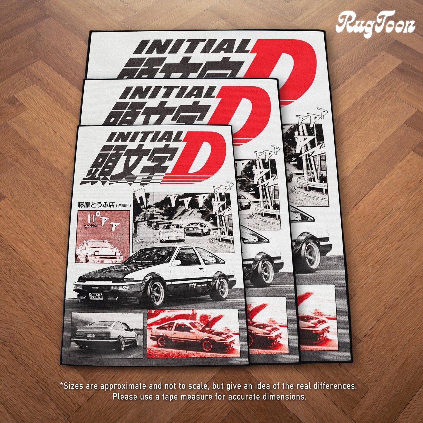 Initial D Rug - Anime Fan Art Carpet - Drift Racing Manga Inspired - Initial D Cover Art - Car Culture Mat - Japanese Anime Floor Cover