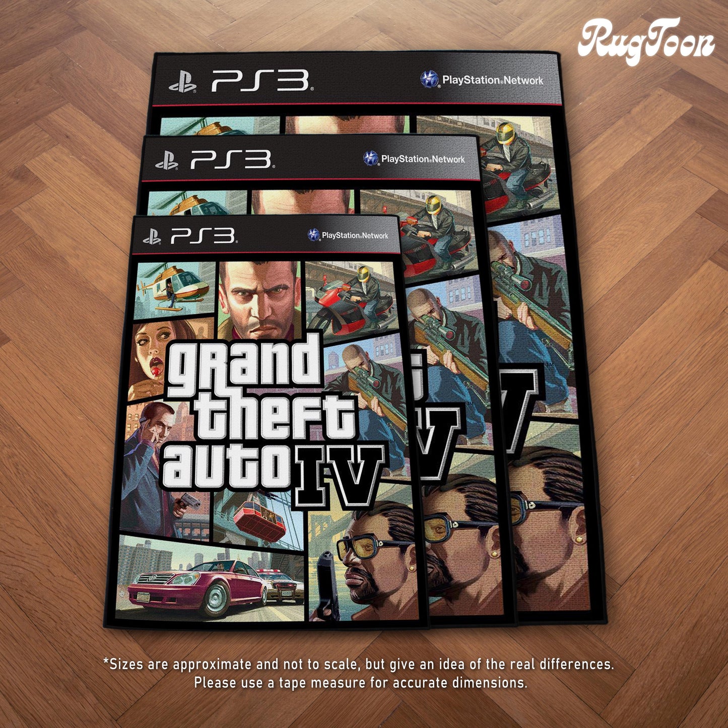GTA 4 Rug - PS3 Video Game Cover - Grand Theft Auto IV Carpet - Rockstar Games Art - GTA Playstation Video Game Fan Mat - Soft Floor Cover