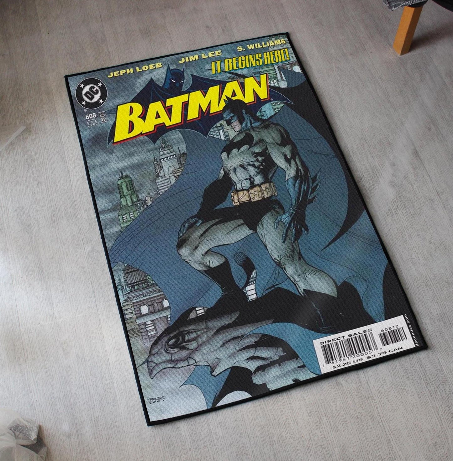 Bat-man Rug - Batman Comics Carpet- Comics Superhero Inspired - Vintage Cover Art Decor - Dark-Knight Fan Art Mat - Soft Floor Cover