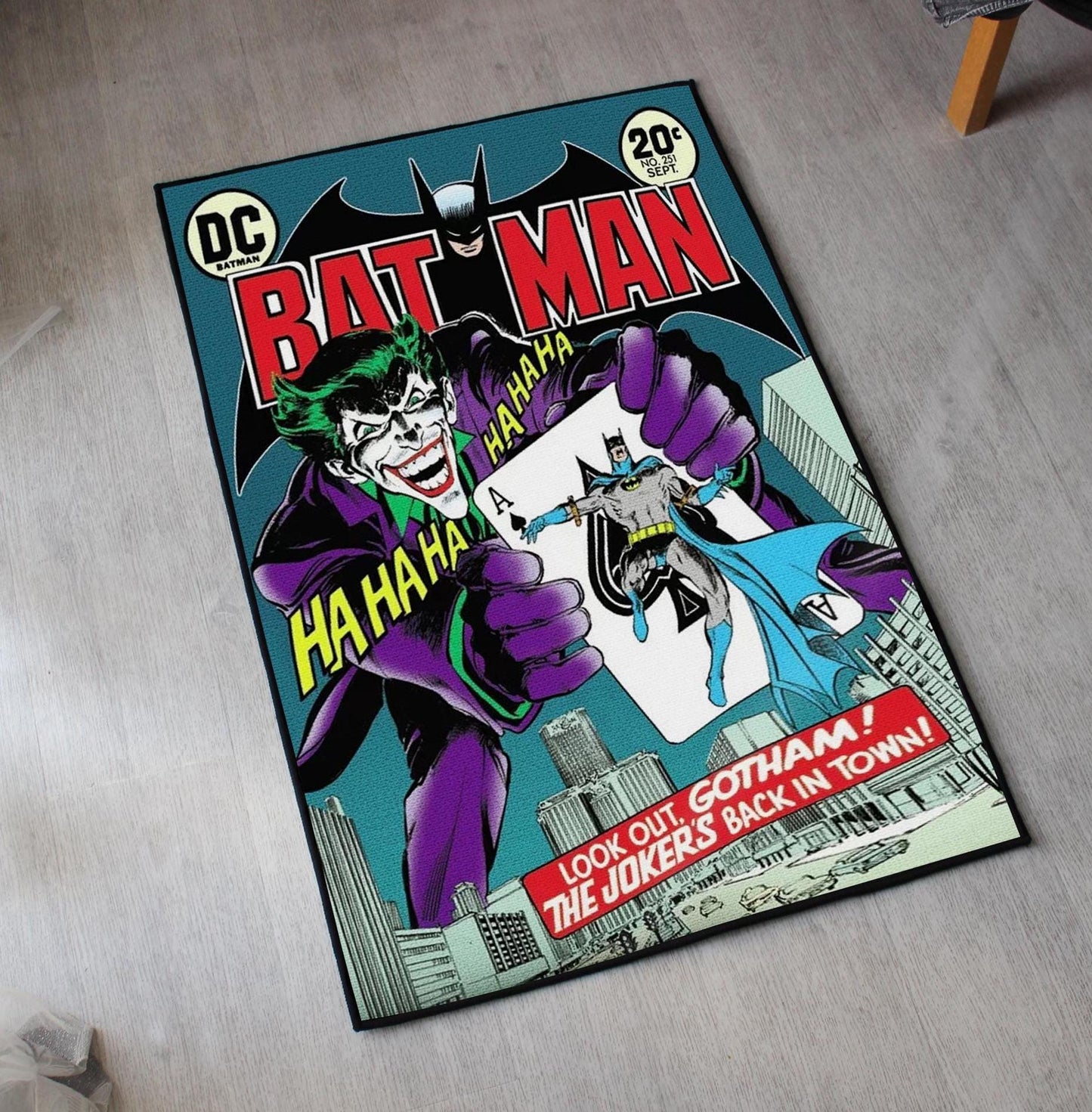 Batman Rug - Batman & Joker Comics Carpet - DC Superhero Inspired - Vintage Cover Art Decor - Dark Knight Fan Art Mat - Soft Floor Cover