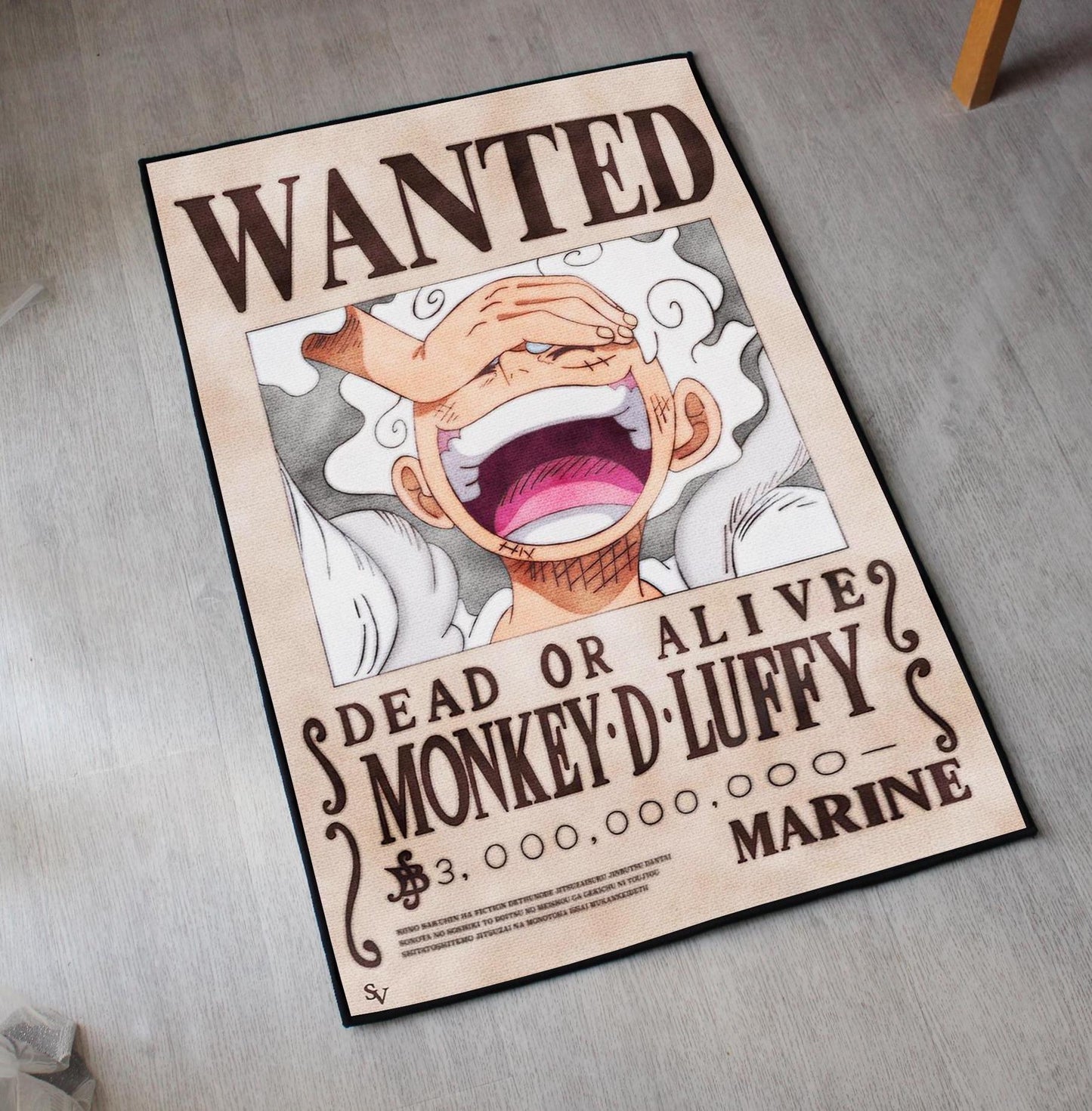 One Piece Rug - Luffy Gear 5 Wanted Bounty Art Carpet - Manga & Anime Inspired - One Piece Cover Art - One Piece Art Mat - Soft Floor Cover