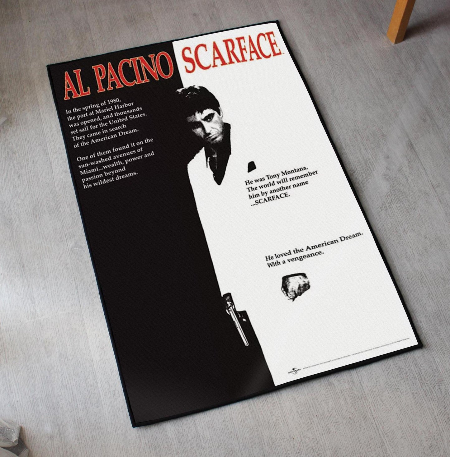 Scarface Rug - Tony Montana Movie Poster Carpet - Al Pacino Film Art - Classic Movie Poster Rug - Retro Film Decor - Soft Floor Cover
