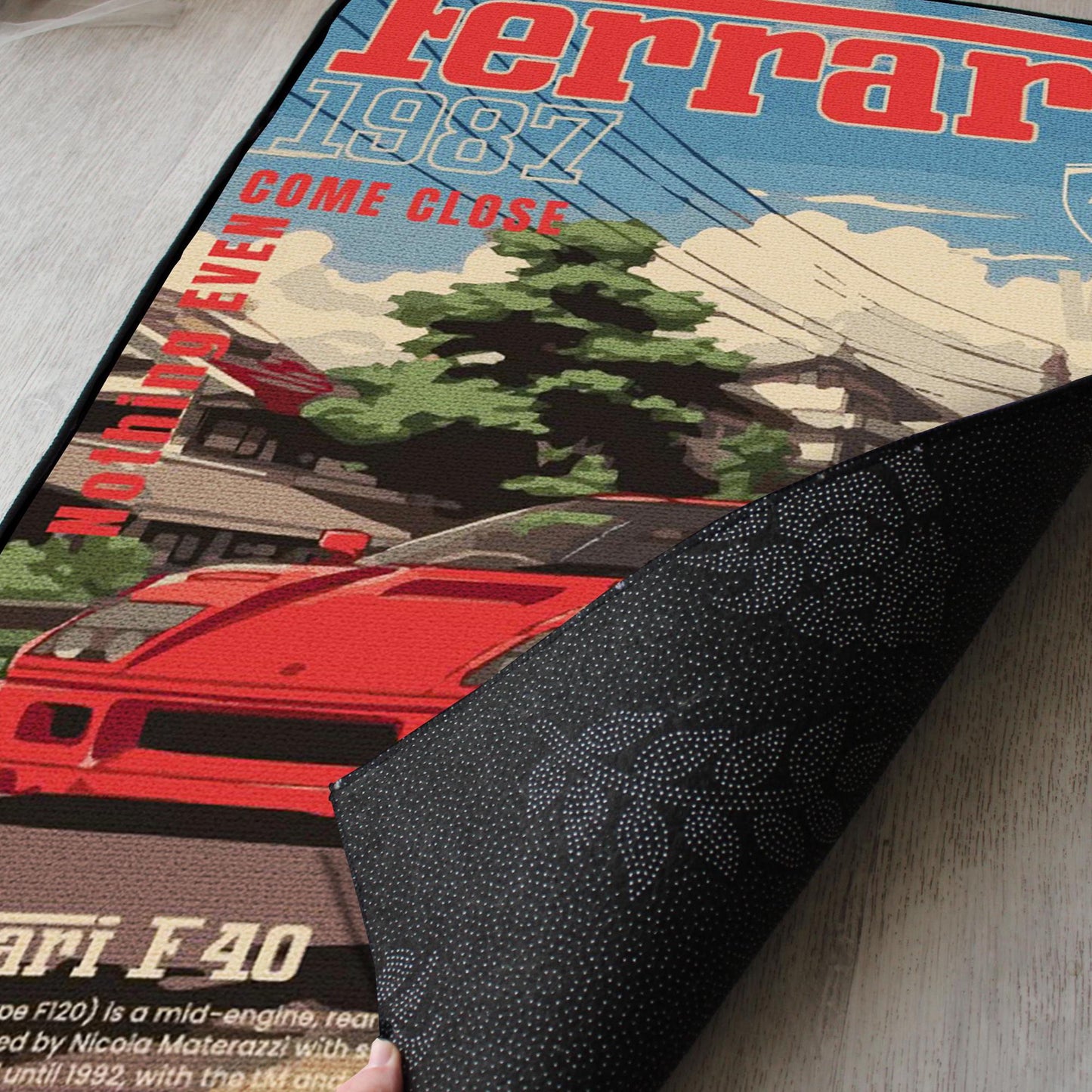 F40 Rug - Sports Car Fan Art Carpet - Italian F40 Cover Art - Classic Car Inspired Mat - Luxury Car Art - Soft Floor Cover