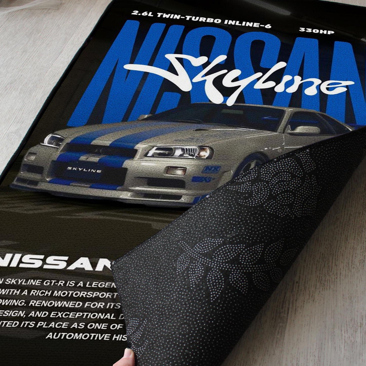 Skyline GTR 34 Rug - Car Fan Art Cover Carpet - Sports Car Poster Art - Vehicle Artwork - JDM Car Lovers Mat - Soft Floor Cover