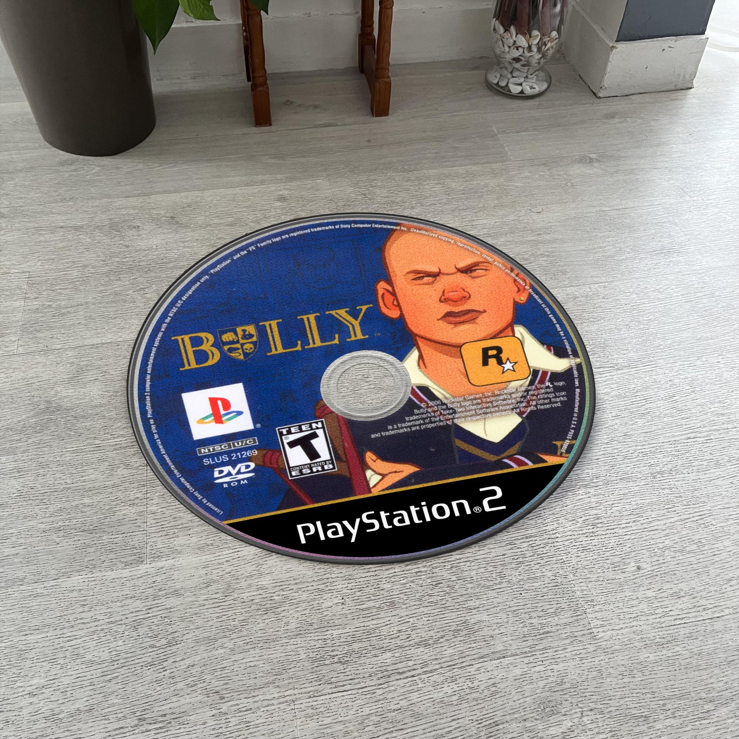 Bully Game Rug - Rockstar PS2 & Xbox 360 Disc Mat - Gamer Room Decor - Video Game Inspired - Soft Round Carpet - Fan Art Floor Cover