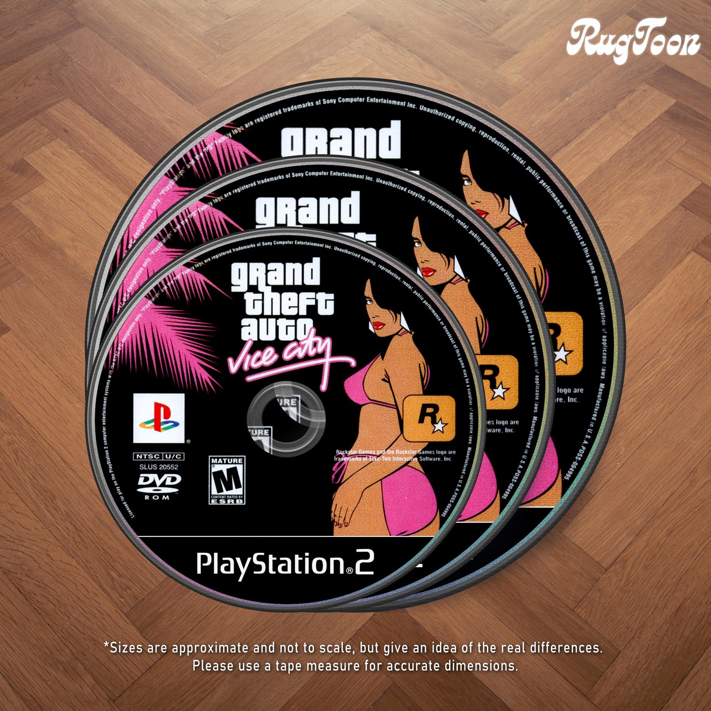 GTA Vice City Disc Rug - Rockstar Games PS2 Xbox 360 Carpet - Gamer Room Decor - Retro Game Mat - Video Game Fan Art