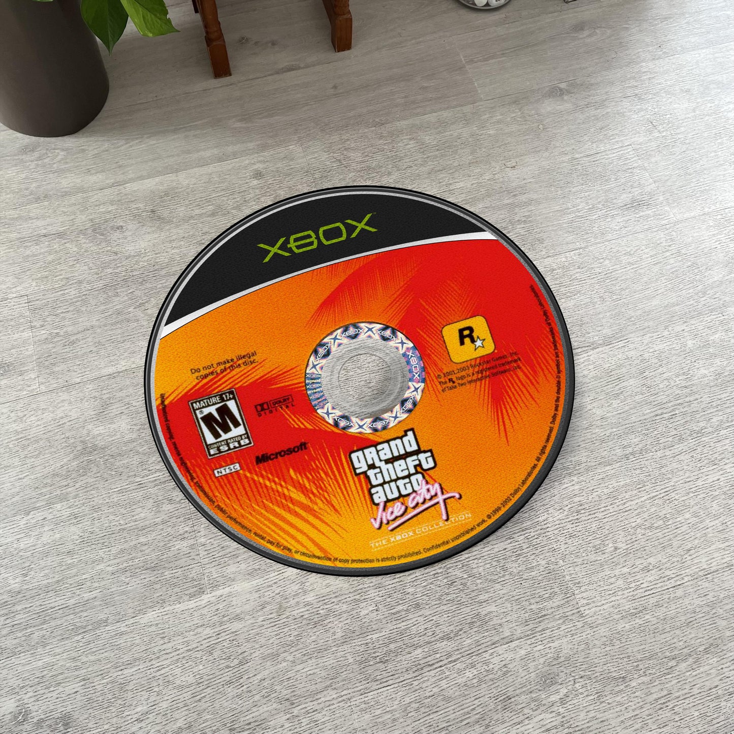 GTA Vice City Disc Rug - Rockstar Games PS2 Xbox 360 Carpet - Gamer Room Decor - Retro Game Mat - Video Game Fan Art