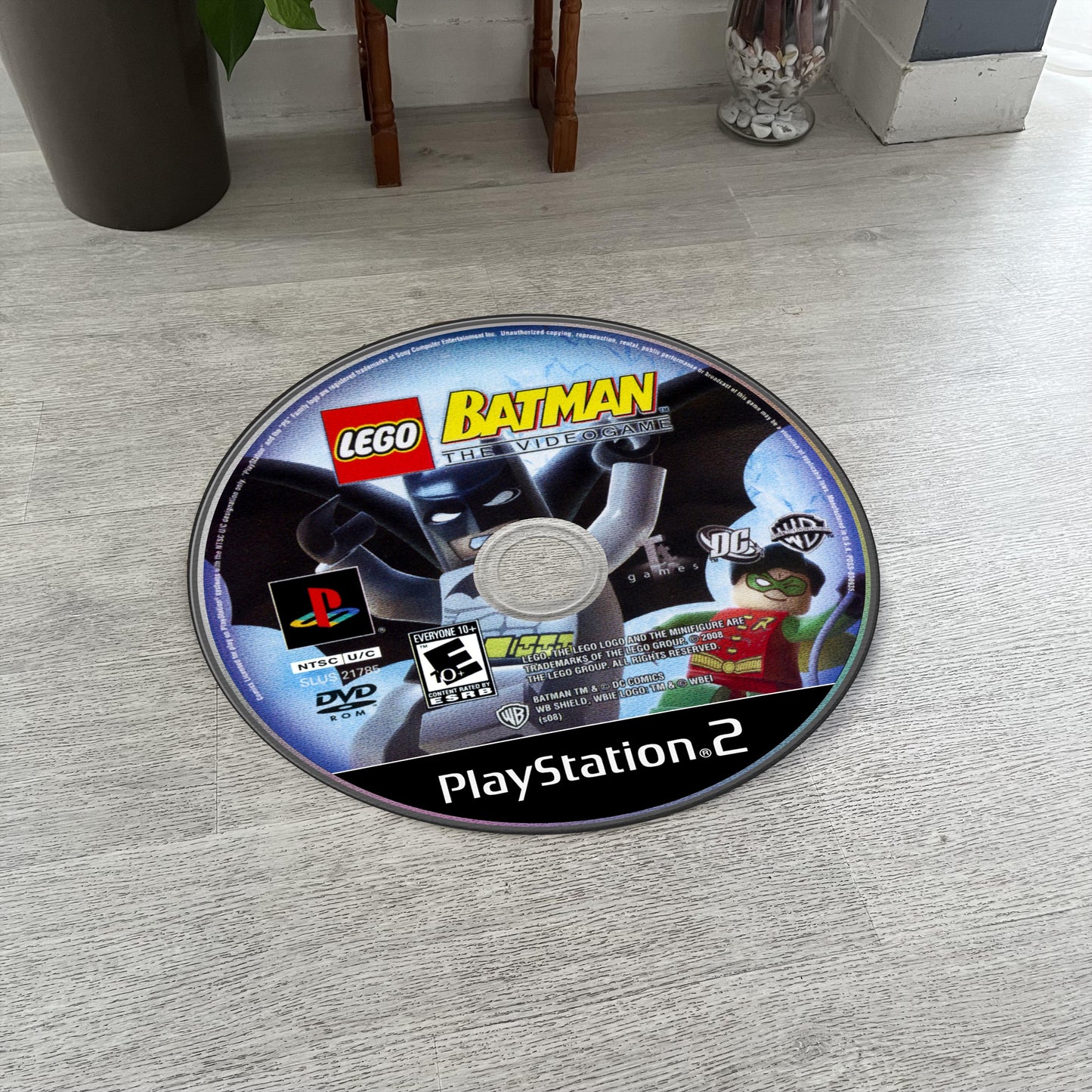Lego Batman Disc Rug - PS2 Game Cover Carpet - DC Comics Superhero Mat - Gamer Room Decor - Retro Video Game Fan Art Rug