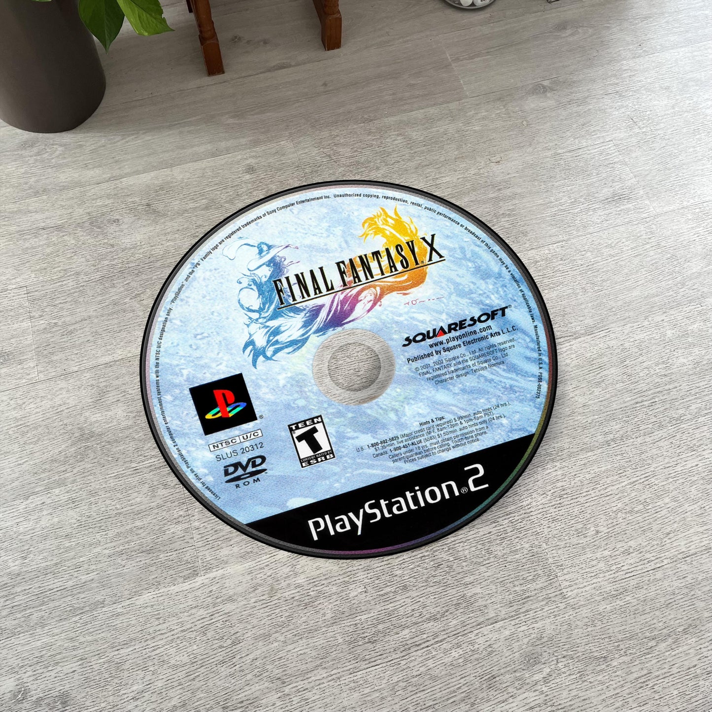 Final Fantasy X Disc Rug - PS2 Video Game Carpet - Fantasy RPG Decor - Gamer Room Mat - Retro Game Fan Art - Final Fantasy X Carpet