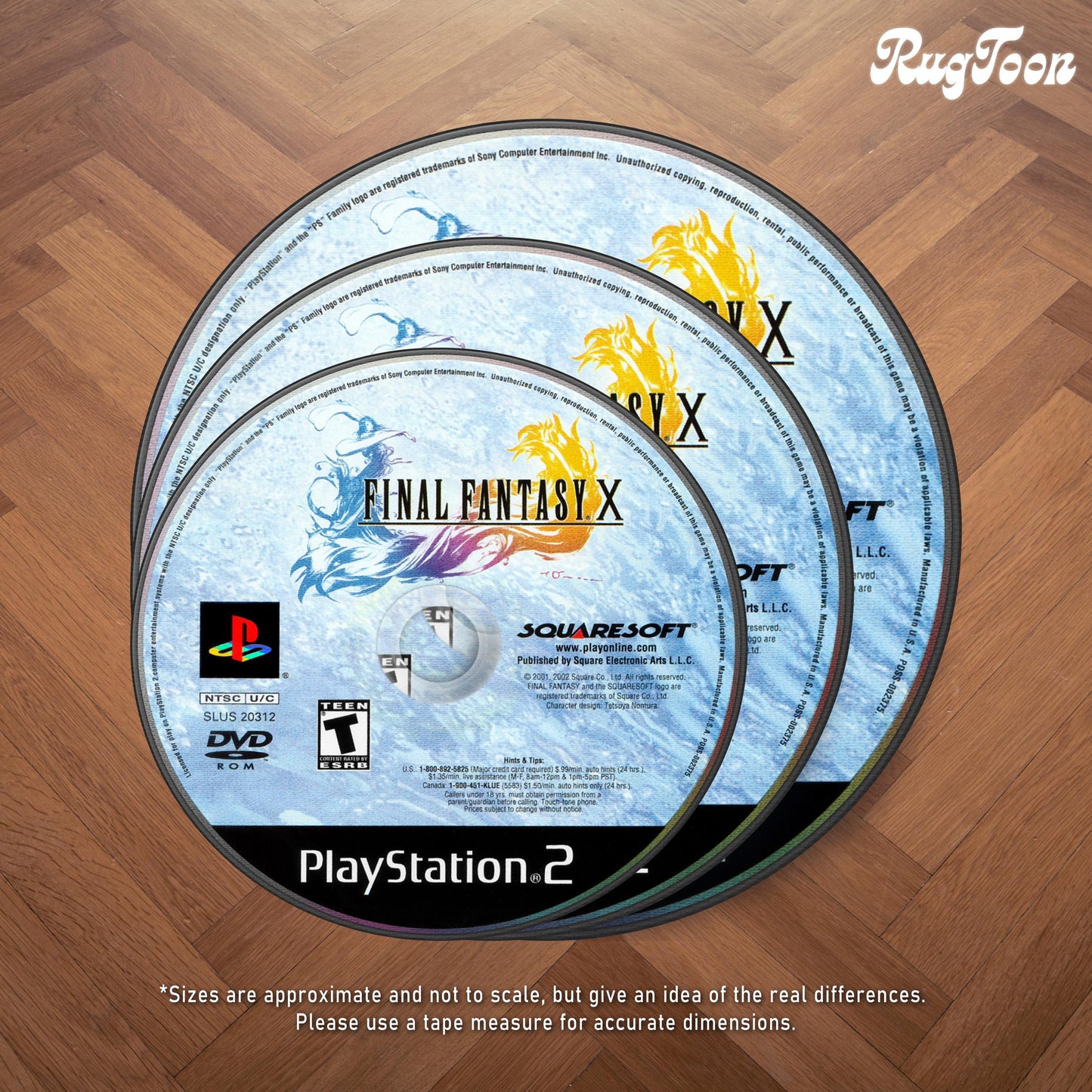 Final Fantasy X Disc Rug - PS2 Video Game Carpet - Fantasy RPG Decor - Gamer Room Mat - Retro Game Fan Art - Final Fantasy X Carpet