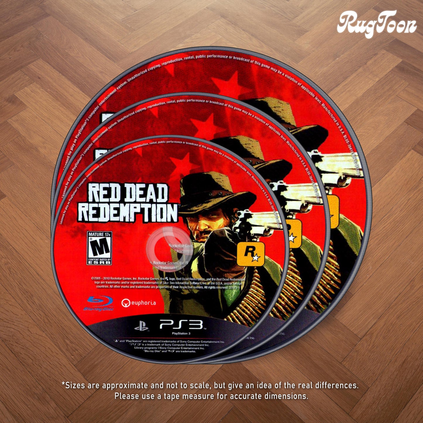 Red Dead Redemption Disc Rug - Rockstar Games PS2 Carpet - Cowboy Game Decor - Western Video Game Mat - Retro Game Fan Art