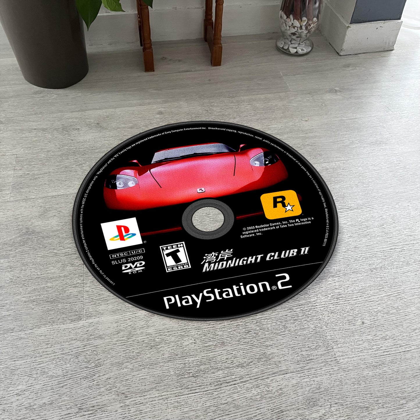 Midnight Club 2 Disc Rug - PS2 Xbox 360 Racing Game Carpet - Gamer Room Decor - Retro Game Mat - Racing Fan Art - Video Game Decor
