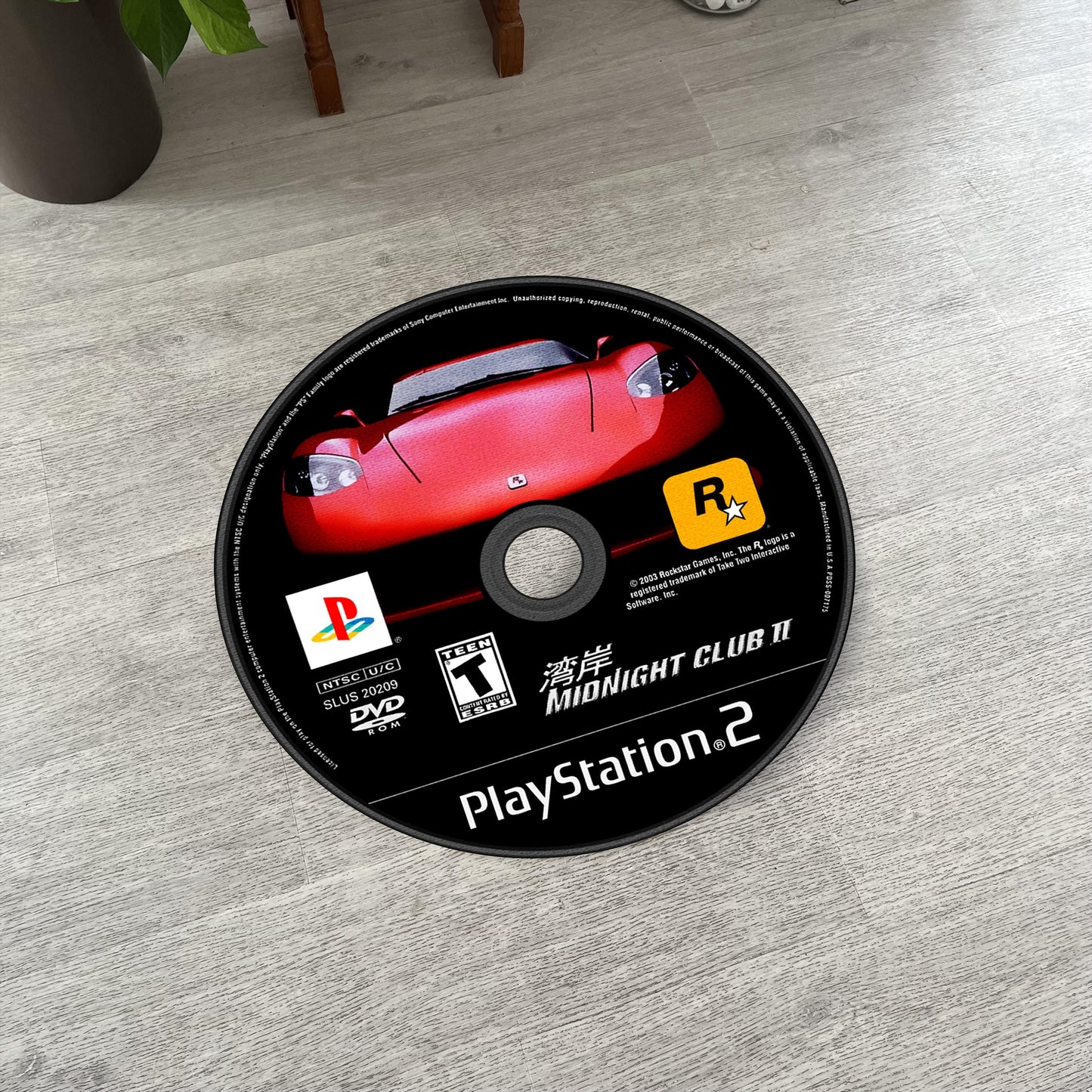 Midnight Club 2 Disc Rug - PS2 Xbox 360 Racing Game Carpet - Gamer Room Decor - Retro Game Mat - Racing Fan Art - Video Game Decor