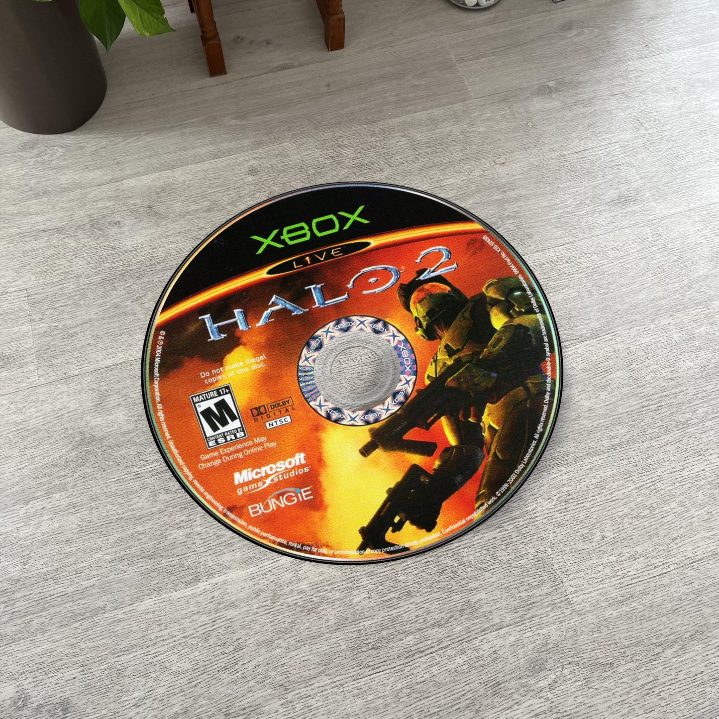 Halo 2 Disc Rug - Xbox 360 Game Carpet - Gamer Room Decor - Retro Video Game Mat - Halo Fan Art - Xbox 360 Decor - Gaming Decor