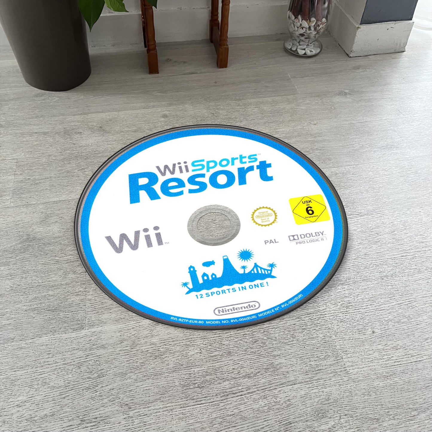 Wii Sports Resort Disc Rug - Classic Wii Game Carpet - Retro Video Game Mat - Gamer Room Decor - Sports Game Art - CD Rug - Fan Gift Idea