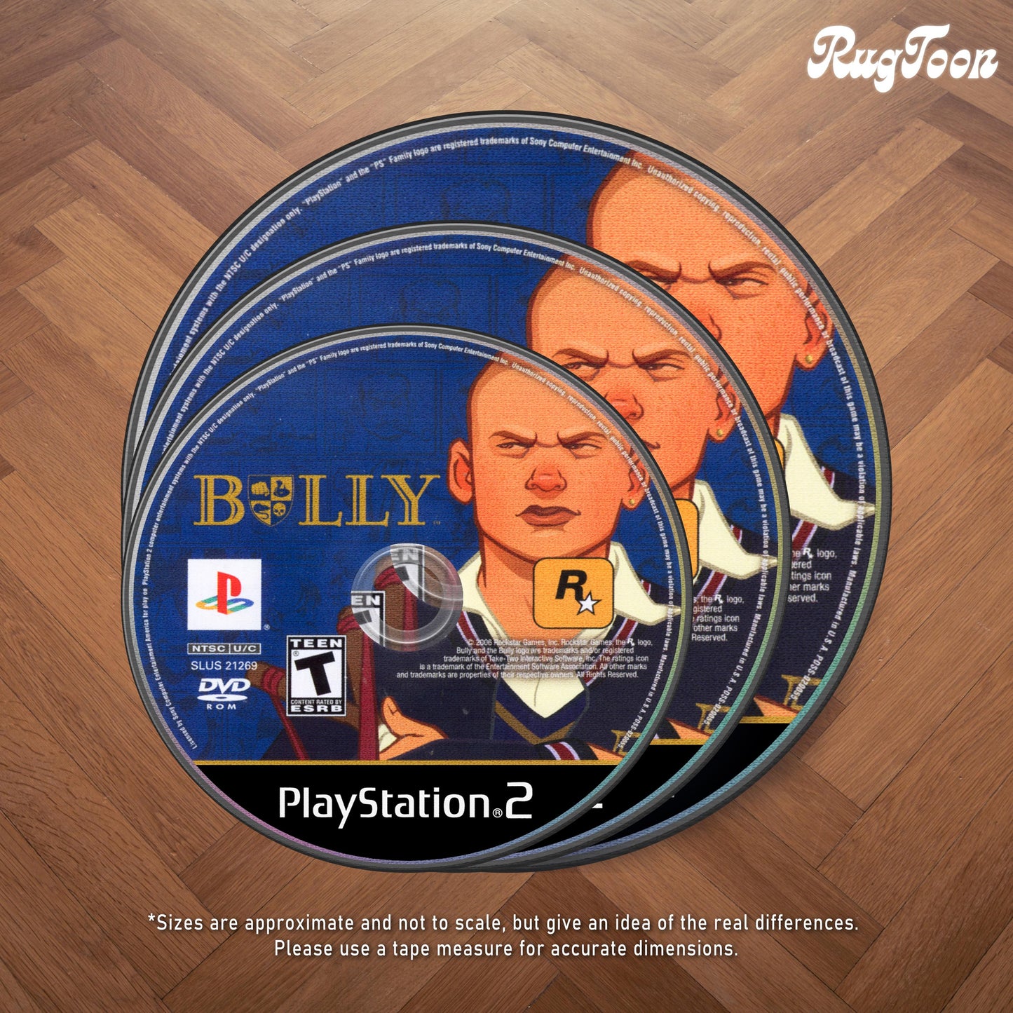Bully Game Rug - Rockstar PS2 & Xbox 360 Disc Mat - Gamer Room Decor - Video Game Inspired - Soft Round Carpet - Fan Art Floor Cover