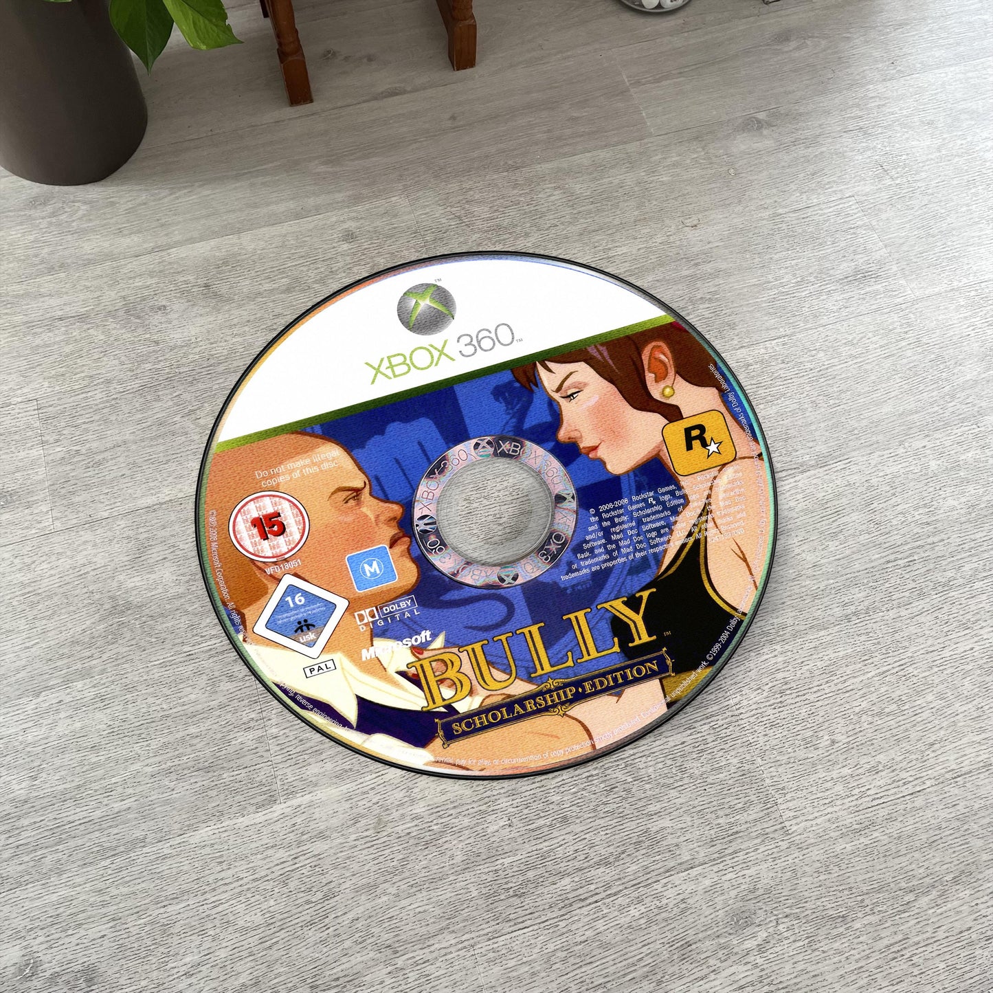 Bully Game Rug - Rockstar PS2 & Xbox 360 Disc Mat - Gamer Room Decor - Video Game Inspired - Soft Round Carpet - Fan Art Floor Cover