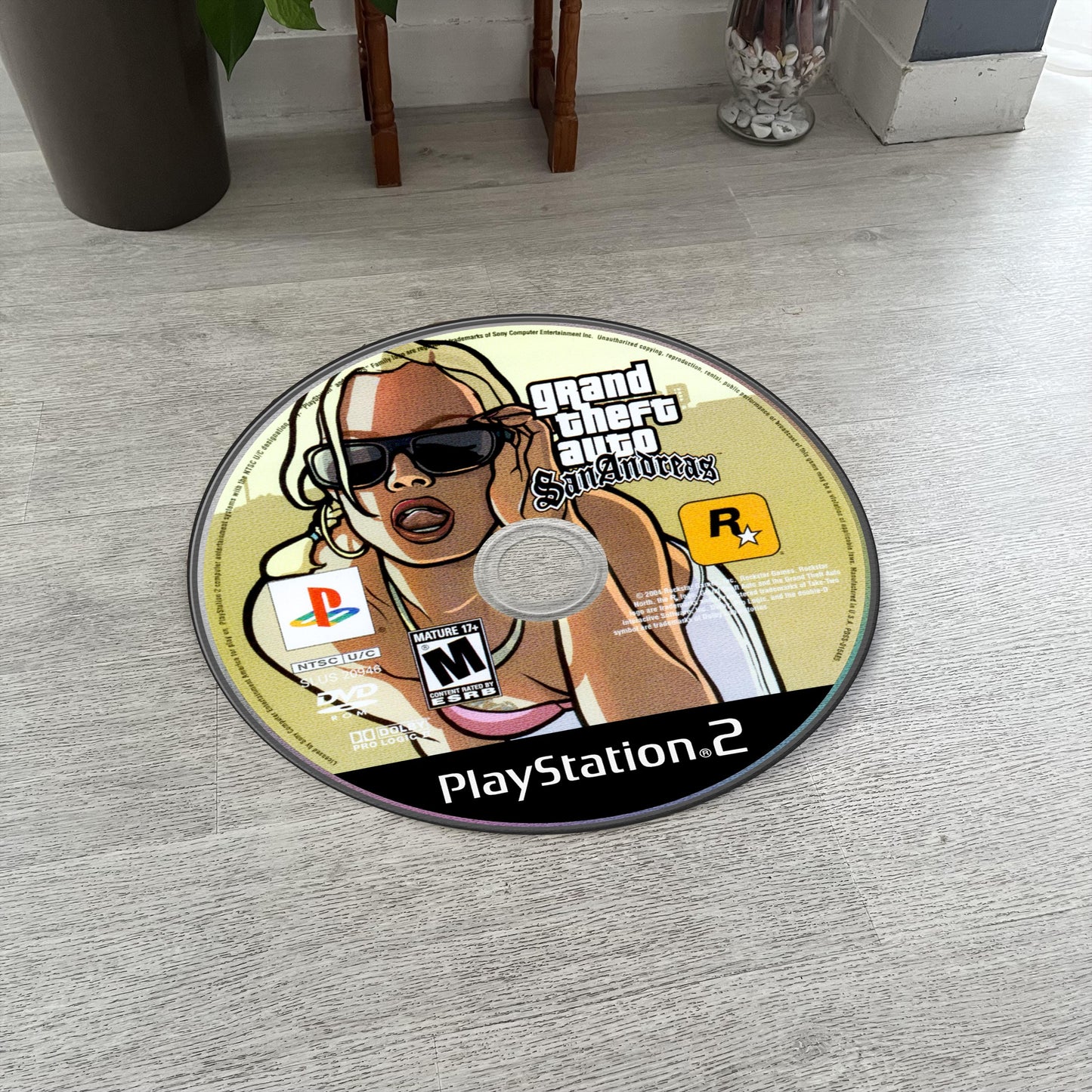 GTA San Andreas Disc Rug - Rockstar Games PS2 Xbox 360 Carpet - Gamer Room Decor - Retro Game Mat - Video Game Fan Art