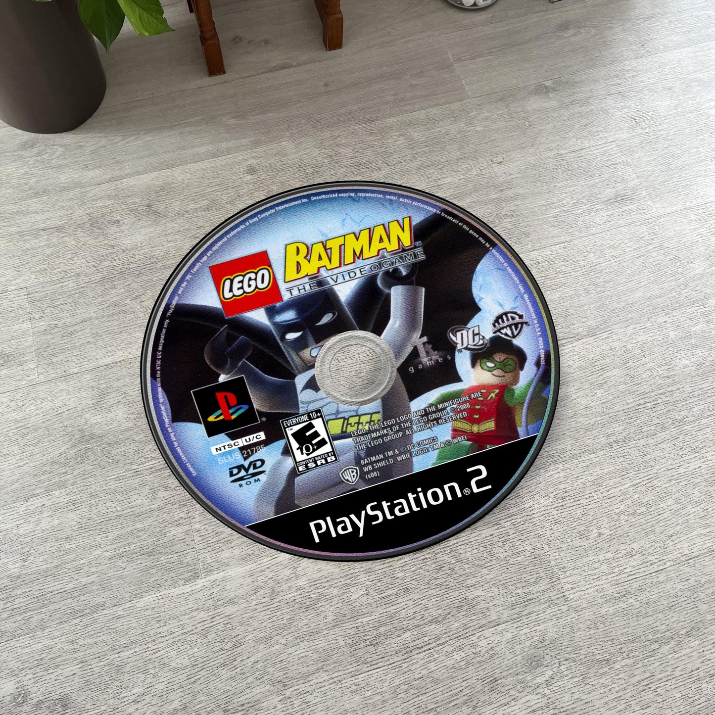 Lego Batman Disc Rug - PS2 Game Cover Carpet - DC Comics Superhero Mat - Gamer Room Decor - Retro Video Game Fan Art Rug