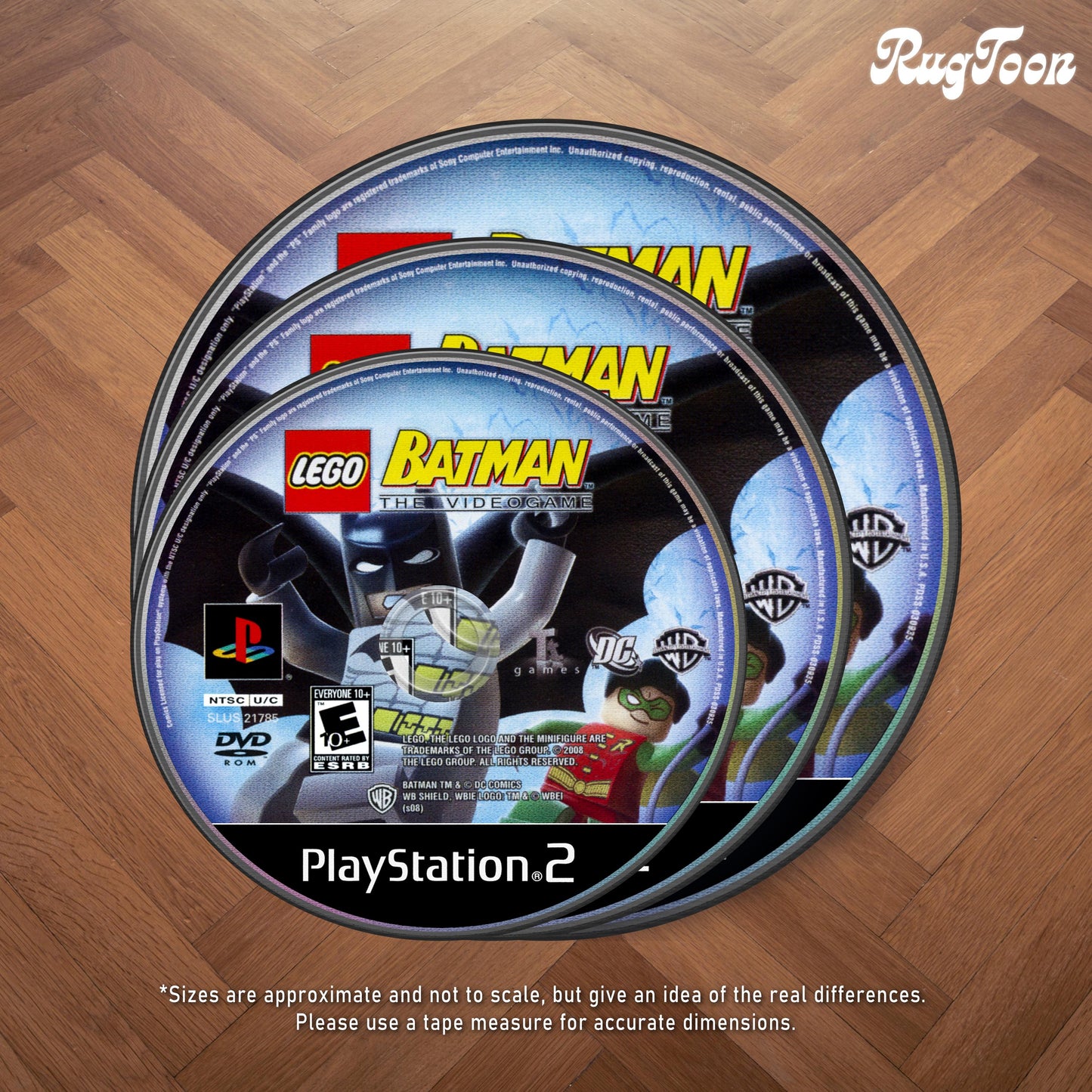 Lego Batman Disc Rug - PS2 Game Cover Carpet - DC Comics Superhero Mat - Gamer Room Decor - Retro Video Game Fan Art Rug