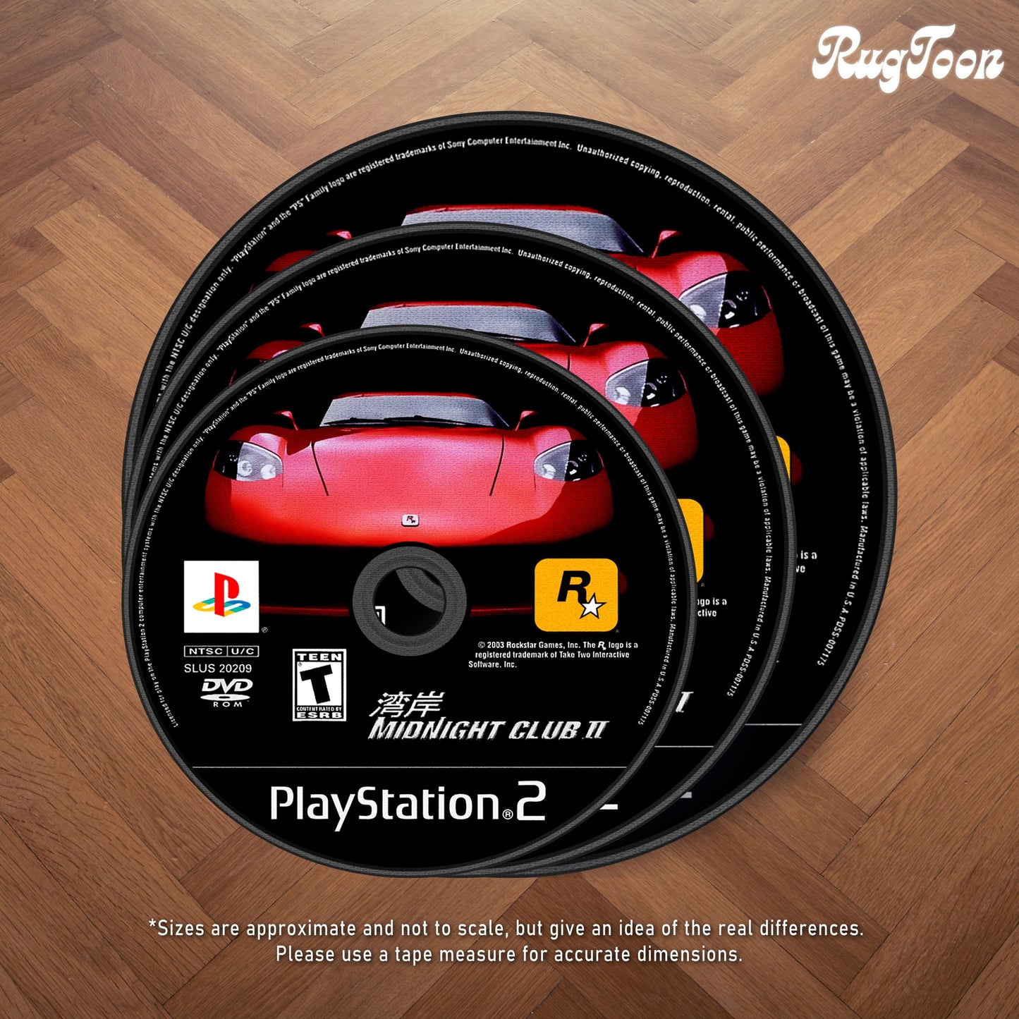 Midnight Club 2 Disc Rug - PS2 Xbox 360 Racing Game Carpet - Gamer Room Decor - Retro Game Mat - Racing Fan Art - Video Game Decor
