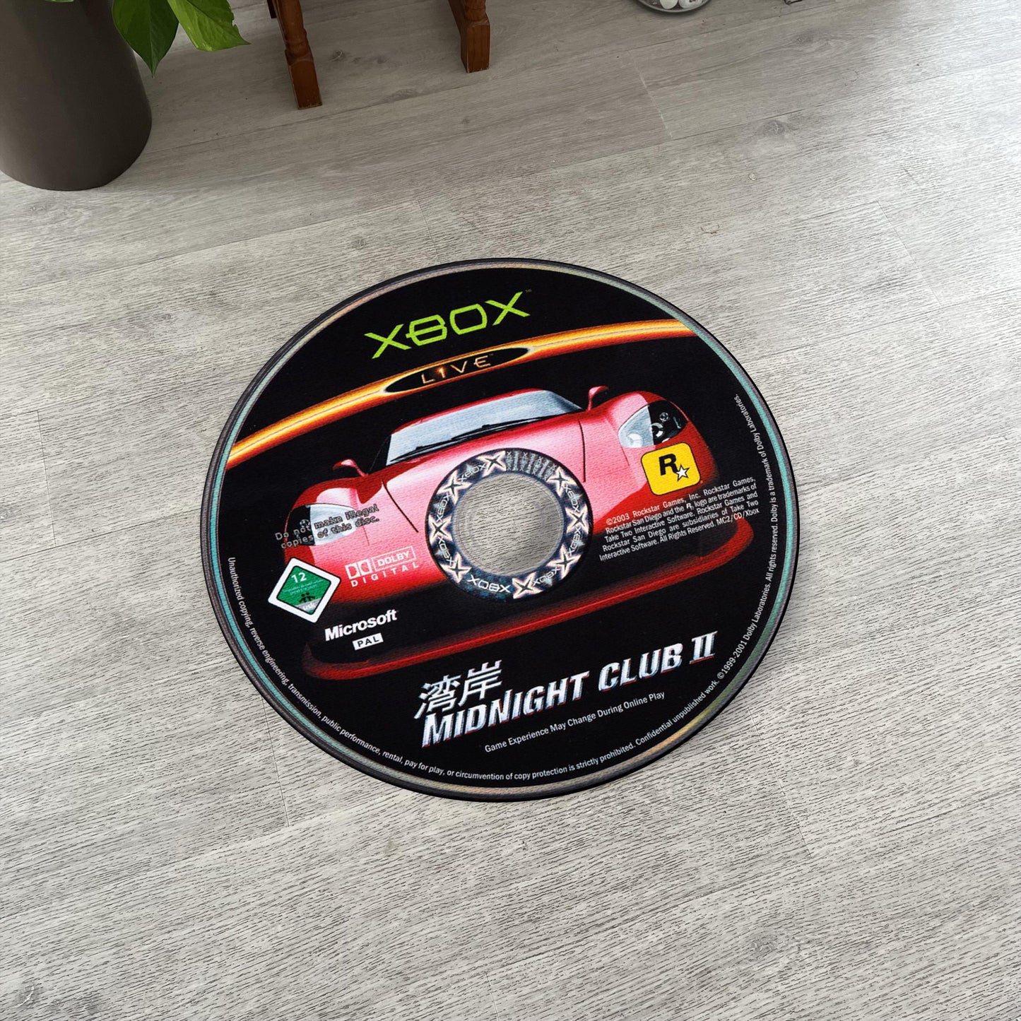 Midnight Club 2 Disc Rug - PS2 Xbox 360 Racing Game Carpet - Gamer Room Decor - Retro Game Mat - Racing Fan Art - Video Game Decor
