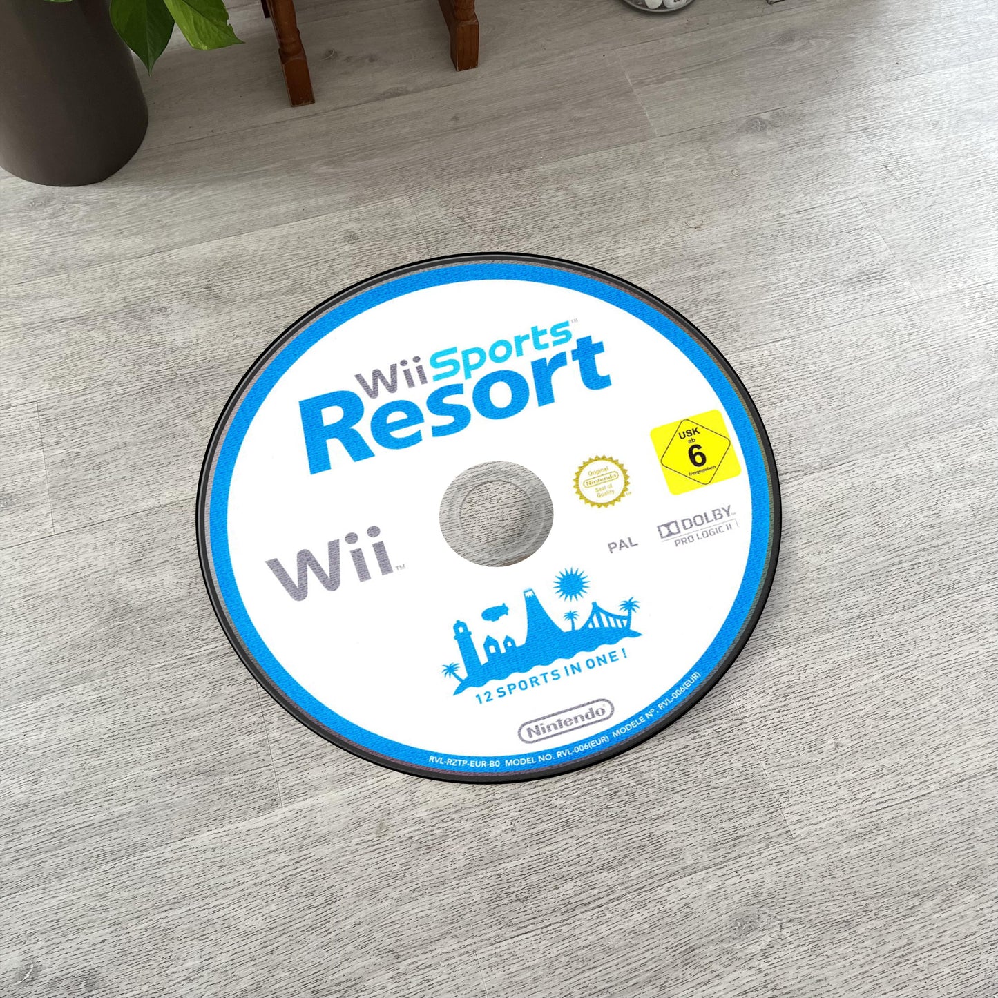 Wii Sports Resort Disc Rug - Classic Wii Game Carpet - Retro Video Game Mat - Gamer Room Decor - Sports Game Art - CD Rug - Fan Gift Idea