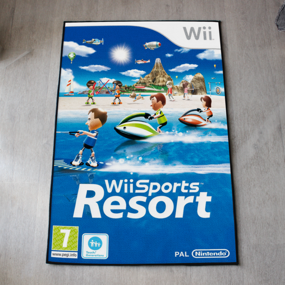 Wii Sports Resort rug inspired by Wii cover art for gaming decor