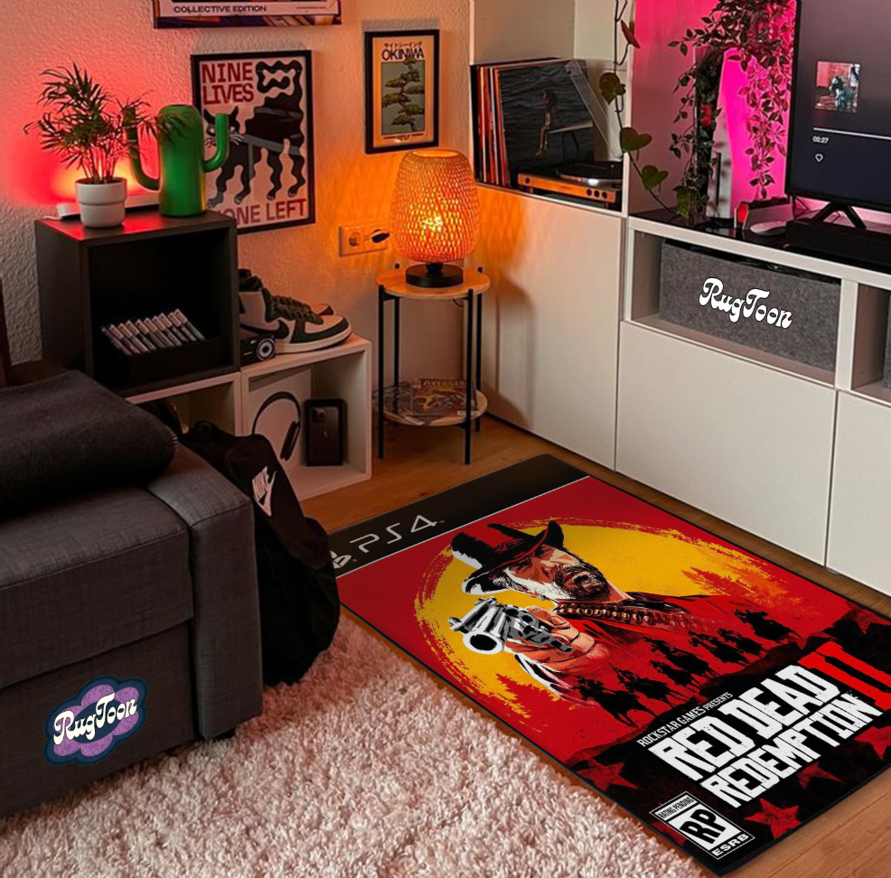 Tapis Red Dead Redemption II – Art de couverture du jeu vidéo PS4 avec Arthur Morgan