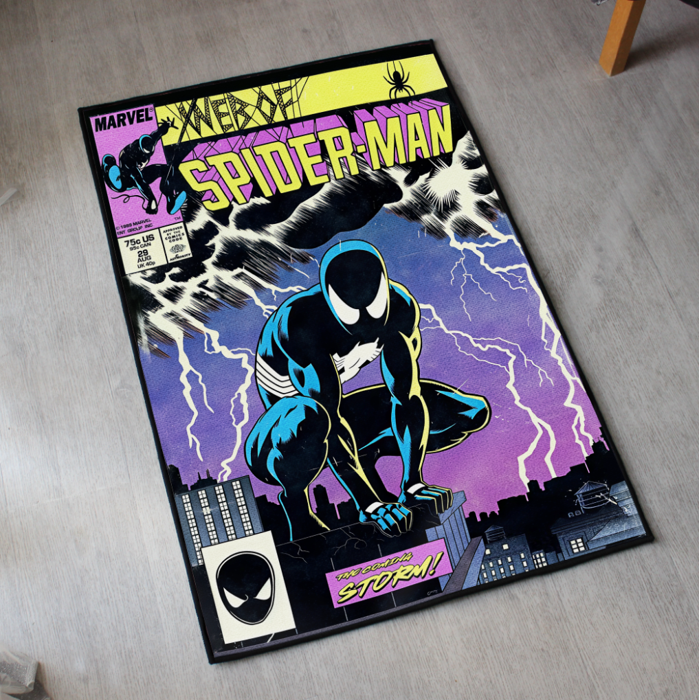 Black Suit Spider-Man Rug – Classic Marvel Comic Design