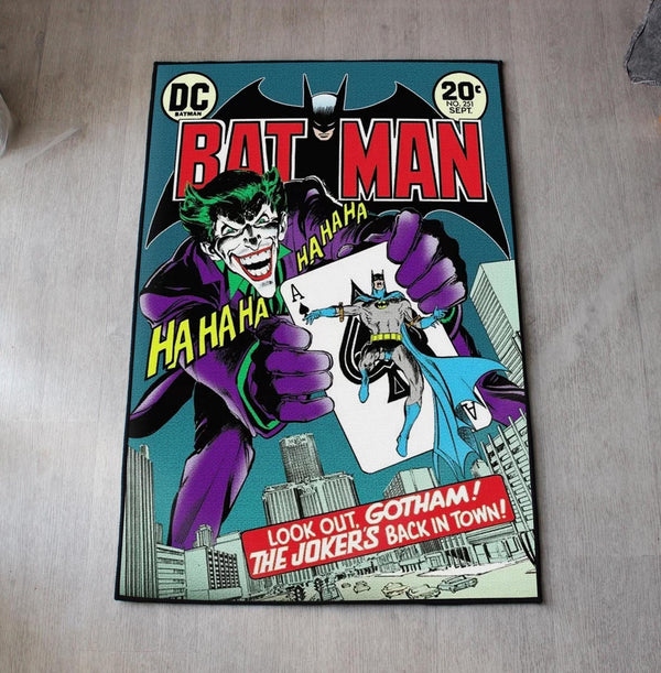 Batman rug with vintage DC Comics Joker design for home decor